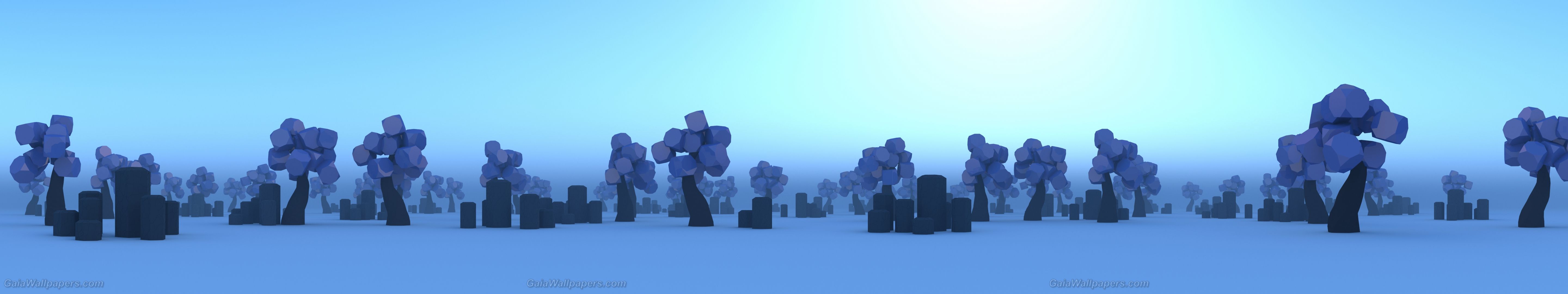 5760x1080 Purple trees land in the morning fog wallpaper 5760x1080 Desktop Wallpaper