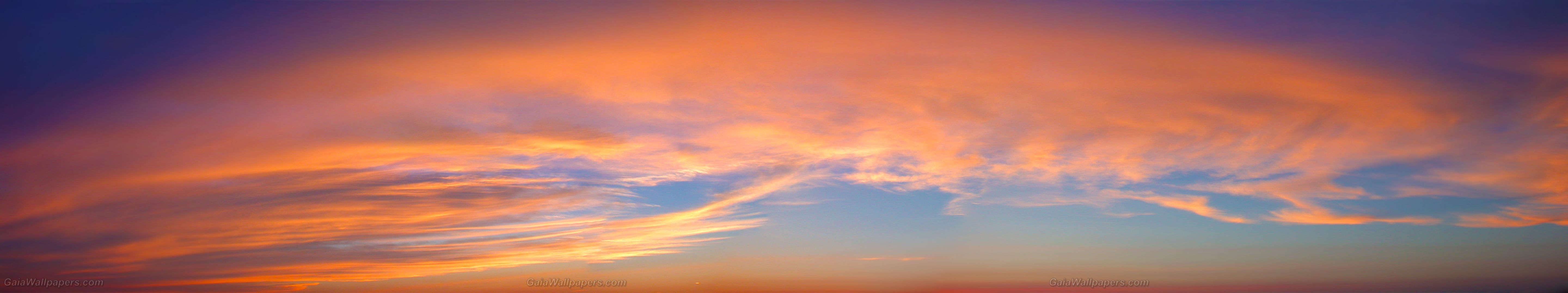 5760x1080 Sunset fading late in the clouds wallpaper 5760x1080 Desktop Wallpaper