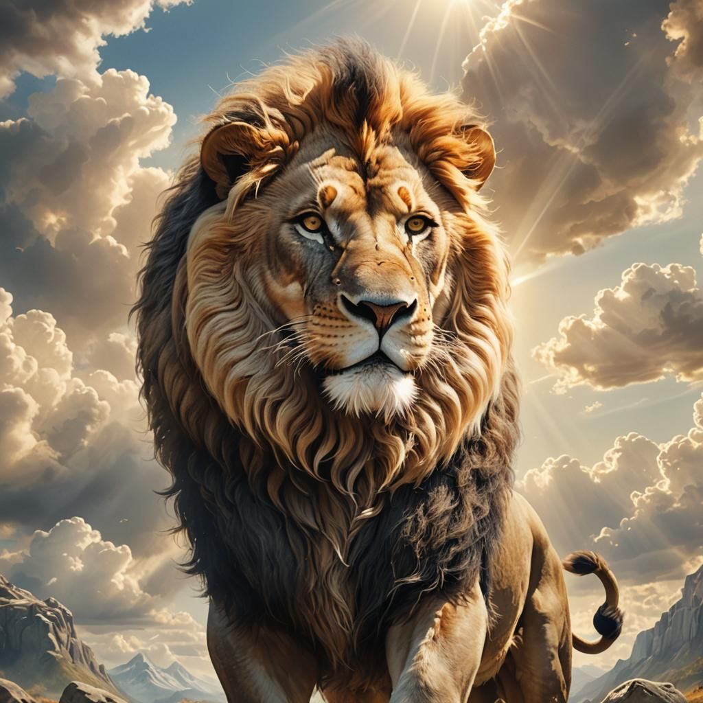 1024x1024 Aslan Lion in Divine Sunshine: Digital Illustration