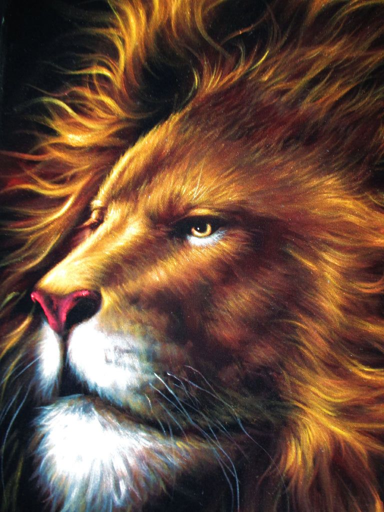 768x1024 Lion, Aslan of Chronicles of Narnia, Original Oil Painting on Black Ve