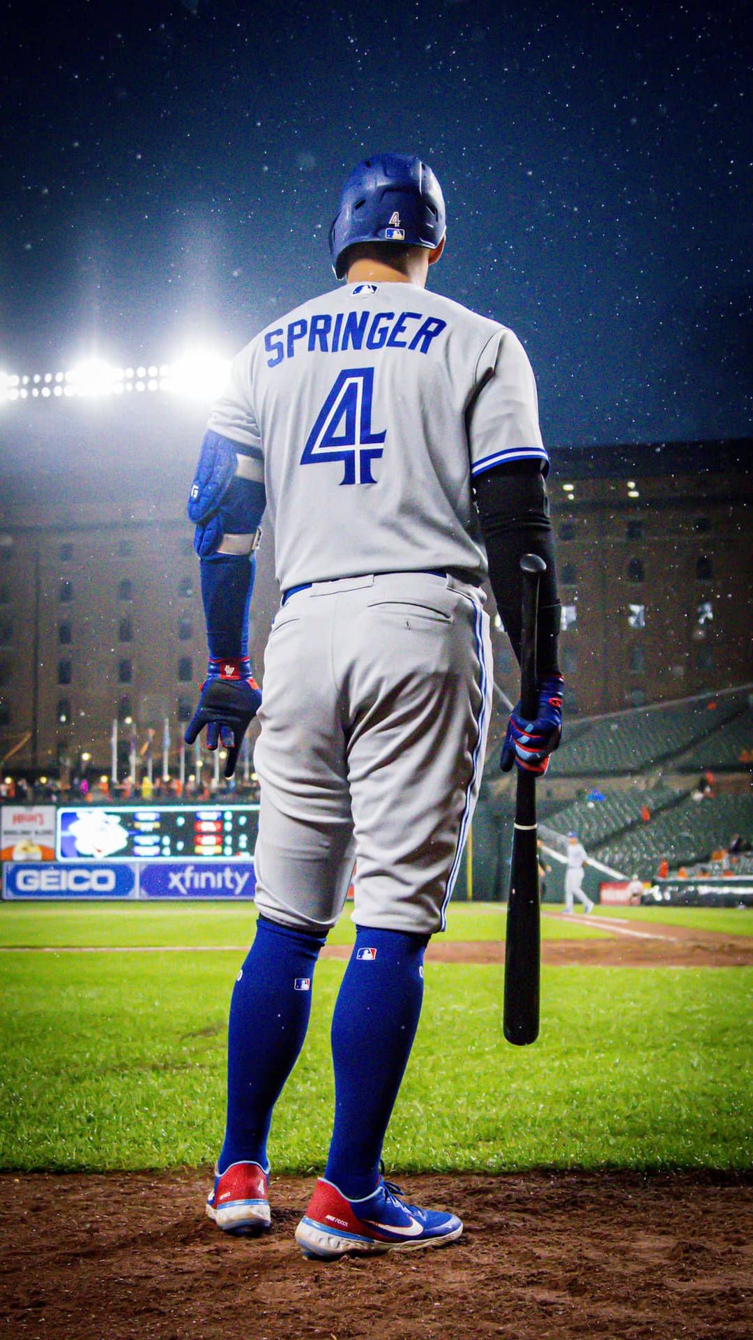 1080x1920 Download Back Shot Of Toronto Blue Jays George Springer Wallpaper