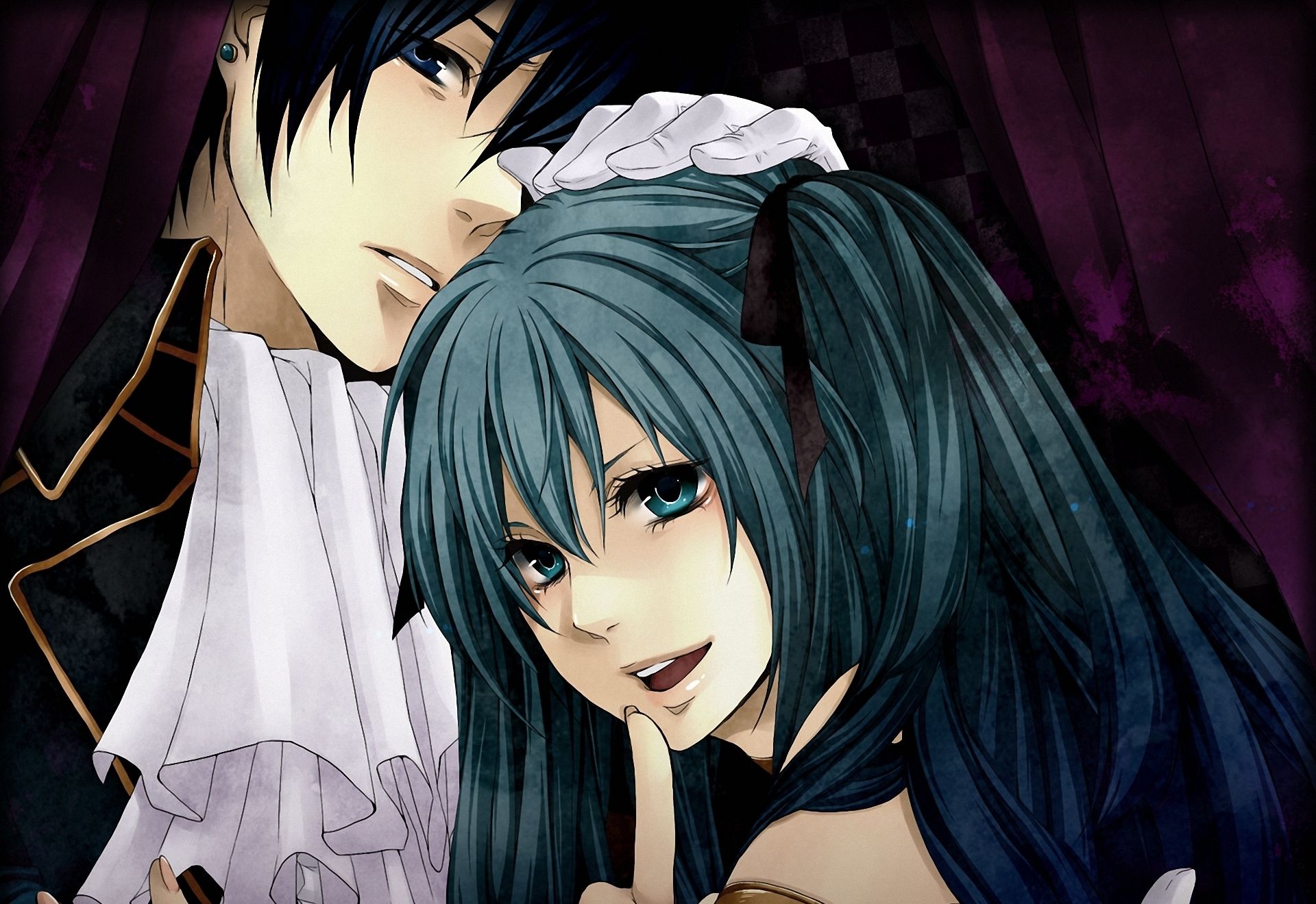 1920x1320 vocaloid, Art, Asami, Yoruko, Cantarella, Hatsune, Miku, Kaito, Vocaloid, Girl, Guy, Hug Wallpaper HD / Desktop and Mobile Background