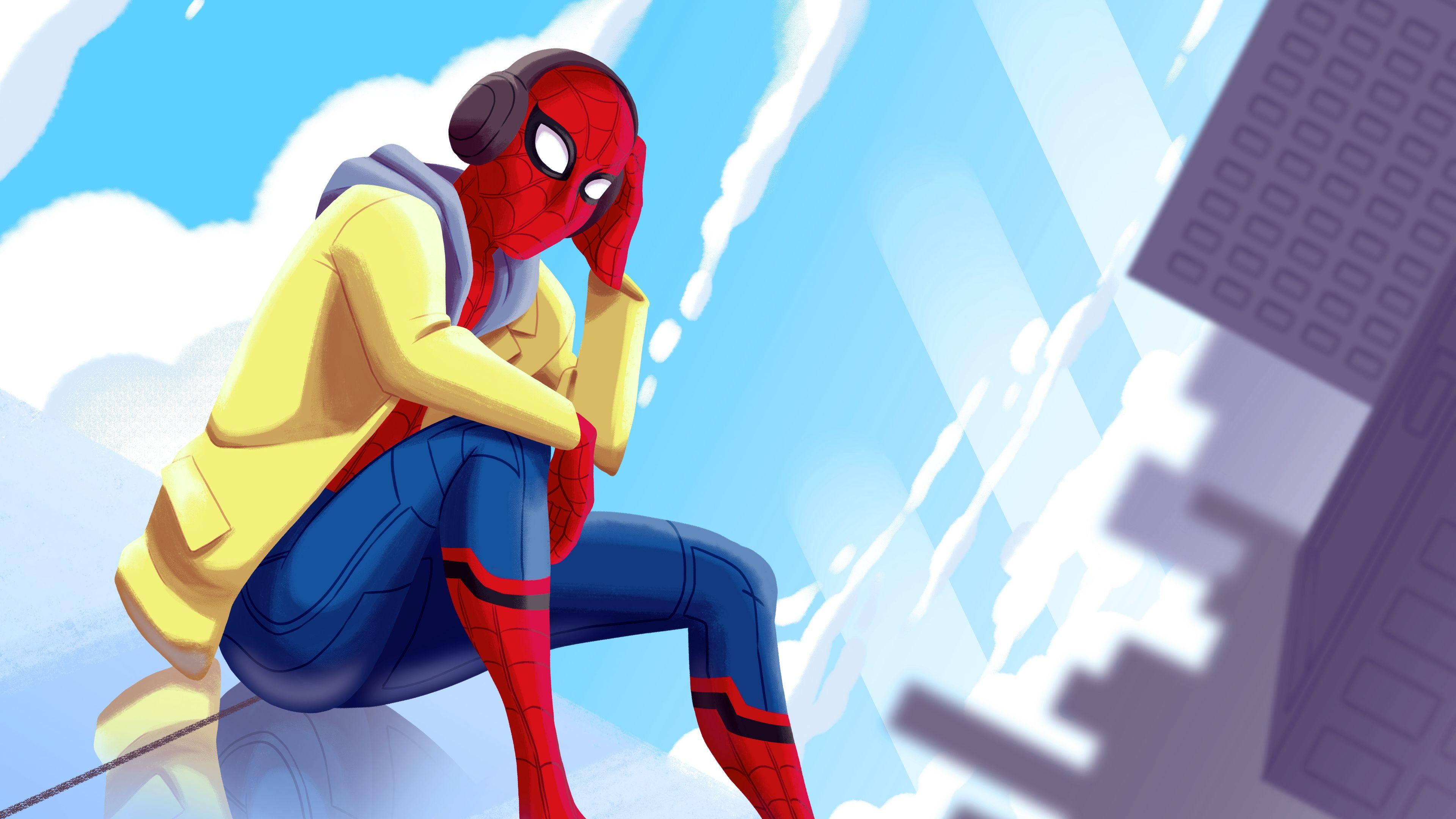 3840x2160 Wallpaper 4k Spiderman Listening To Music 4k 4k Wallpaper, 5k