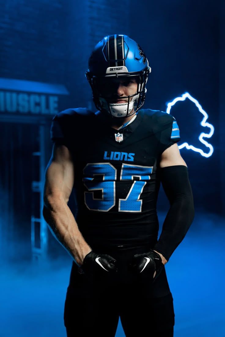736x1104 Lions Mobile: Detroit Lions defensive lineman Aidan Hutchinson (97) during the 2024 uniform media day in New Hudson, MI on March 2024. (Detroit Lions) Jeff Nguyen