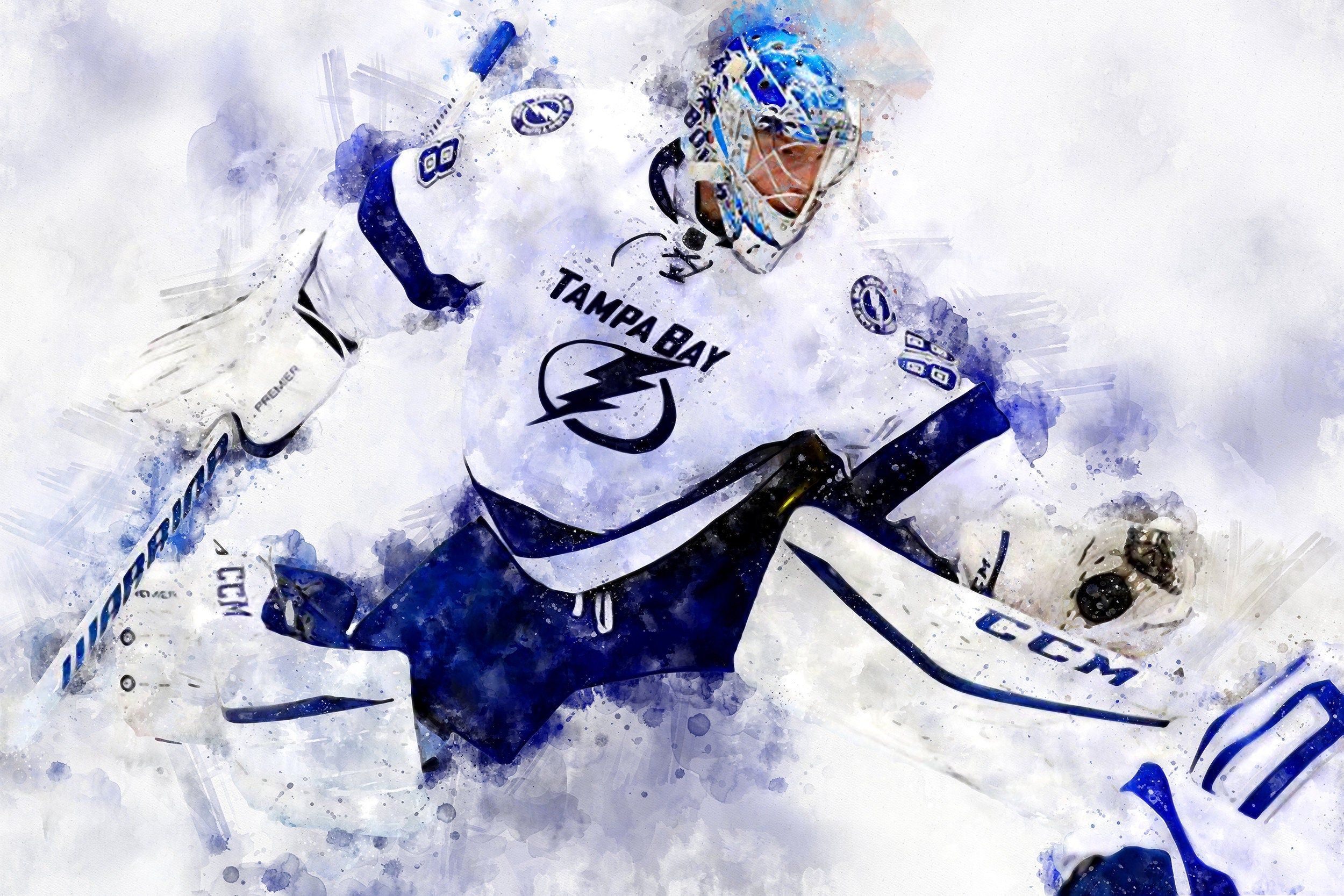 2500x1667 Andrei Vasilevskiy watercolor, Tampa Bay Lightning wall art, Lightning Stanley Cup, Andrei Vasilevskiy Poster, Tampa Bay hockey art wall