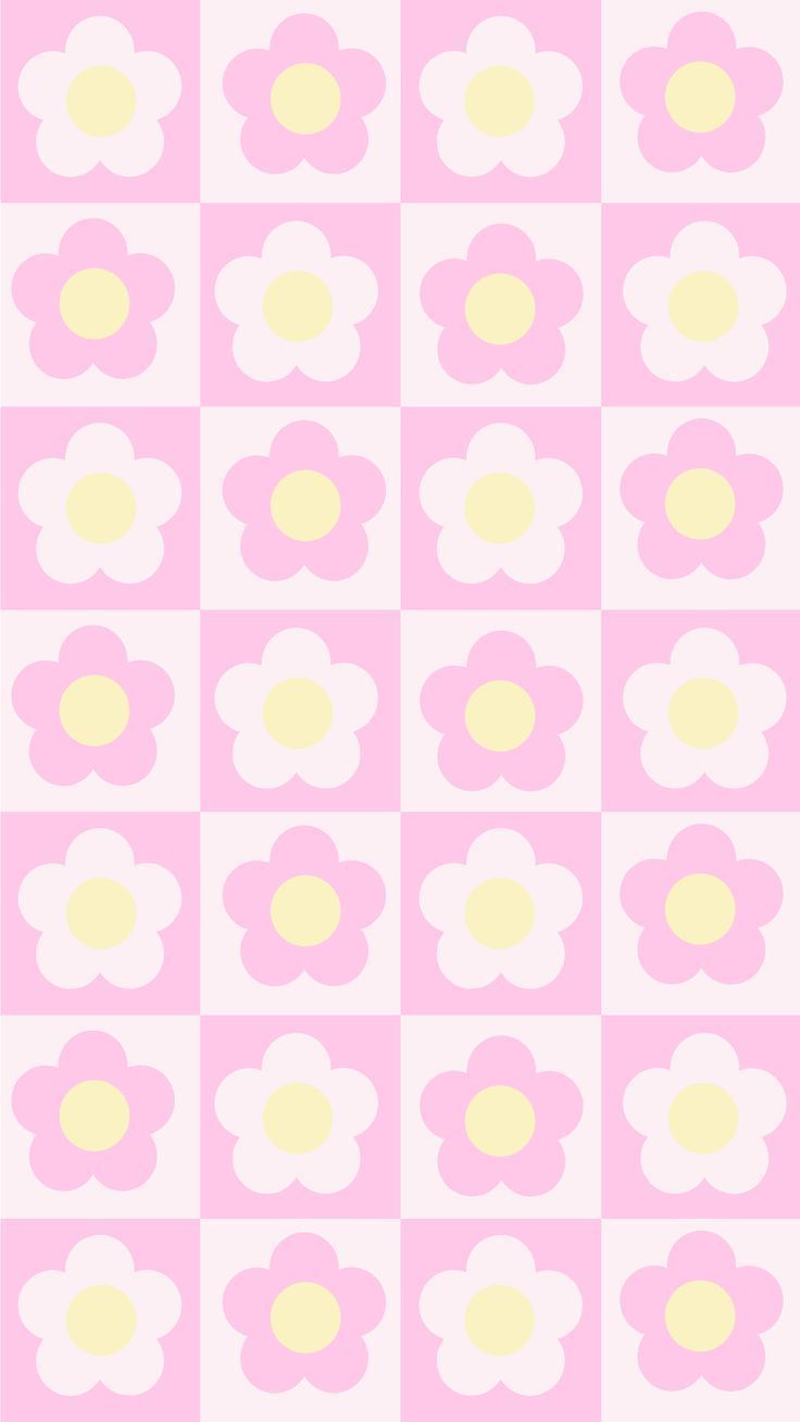 736x1309 Pink, White, Yellow Flower Pattern Phone Wallpaper