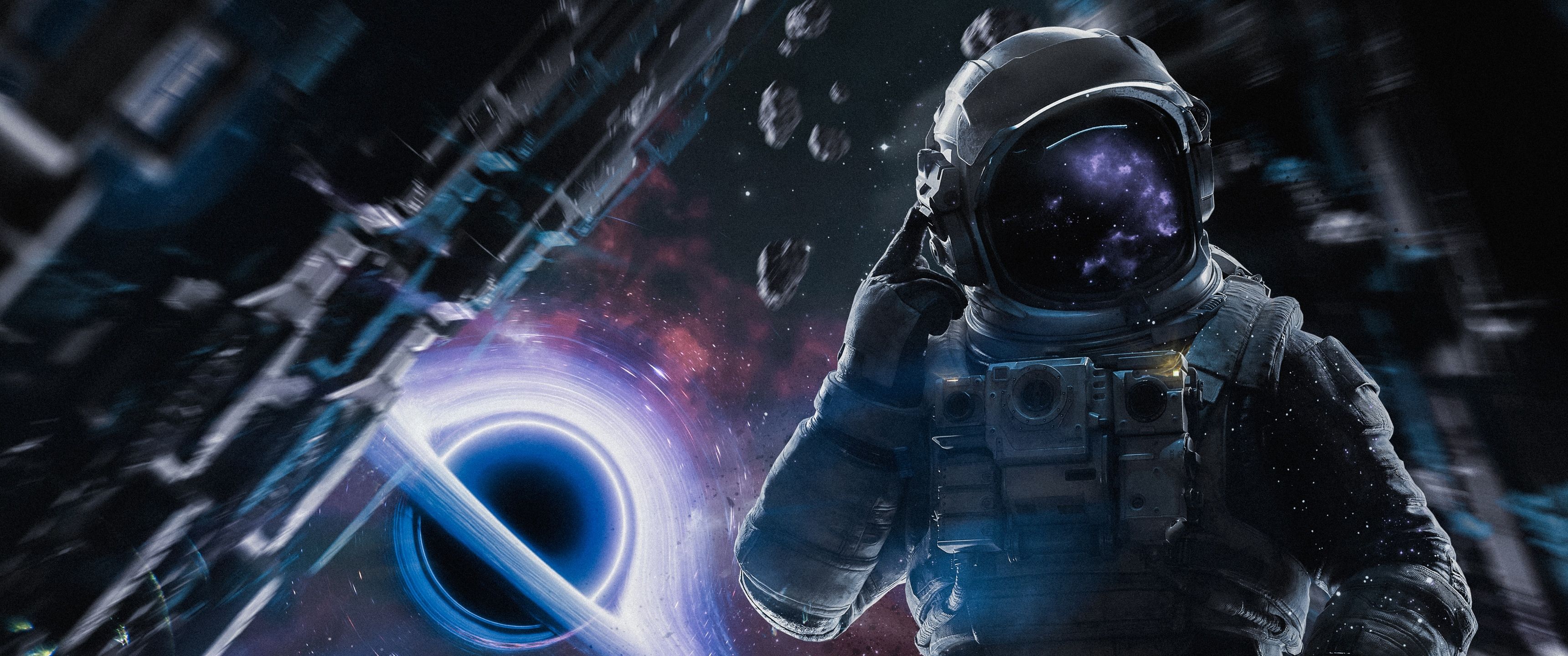 3440x1440 Astronaut Wallpaper 4K, Cinematic, Nebula, Cosmos