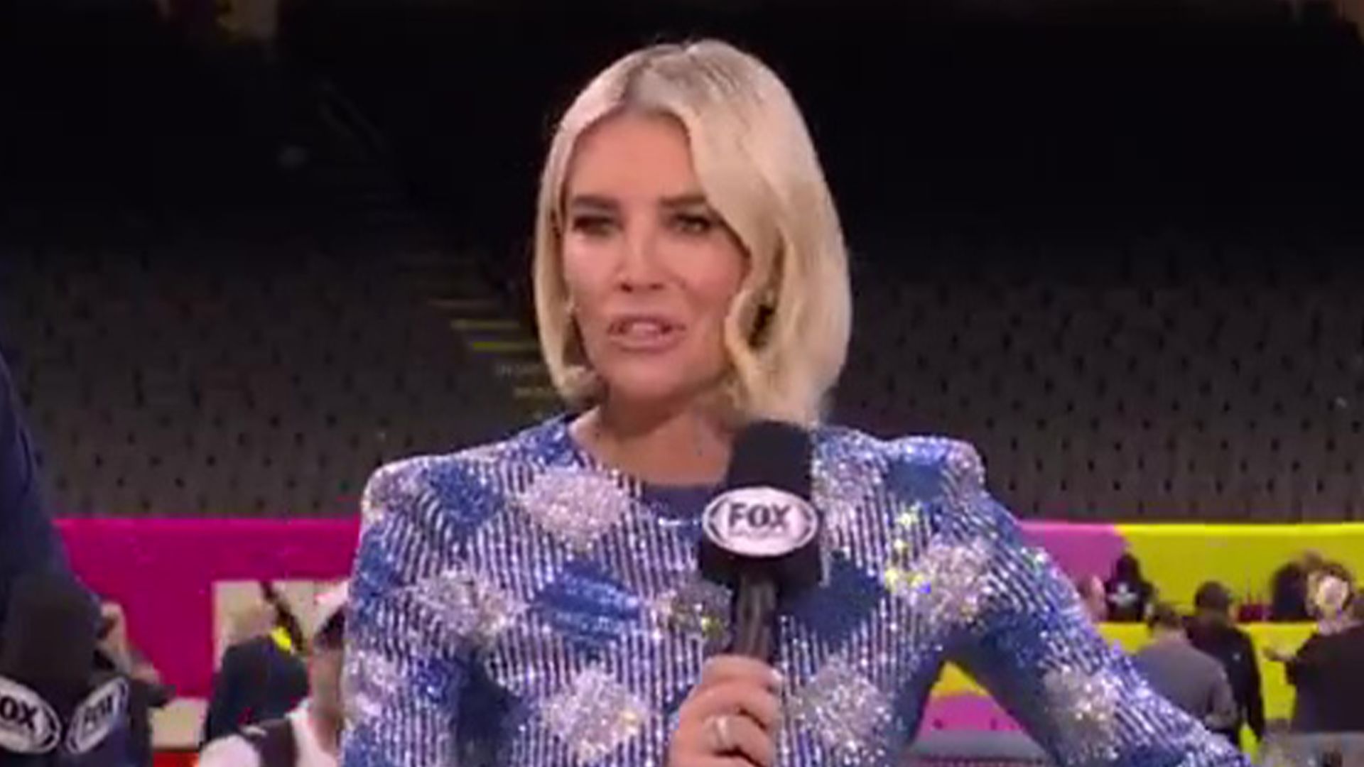 1920x1080 Emotional Charissa Thompson in tears as Fox NFL Sunday star makes emotional goodbye on final TV appearance at Super Bowl