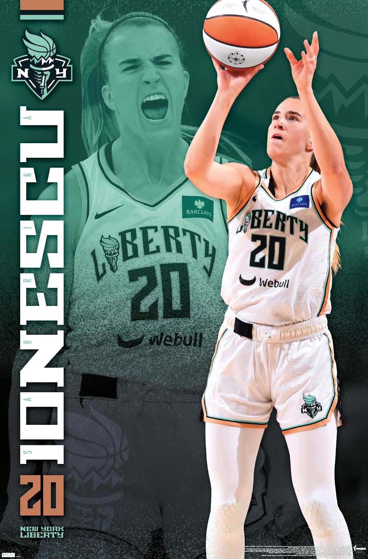 1185x1800 WNBA New York Liberty Ionescu 24 Wall Poster, 34L x 22.4W, Unframed Version: Posters & Prints