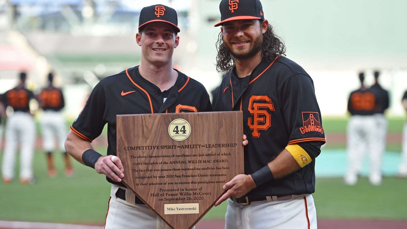 1600x900 SF Giants' Mike Yastrzemski wins 2020 Willie Mac Award