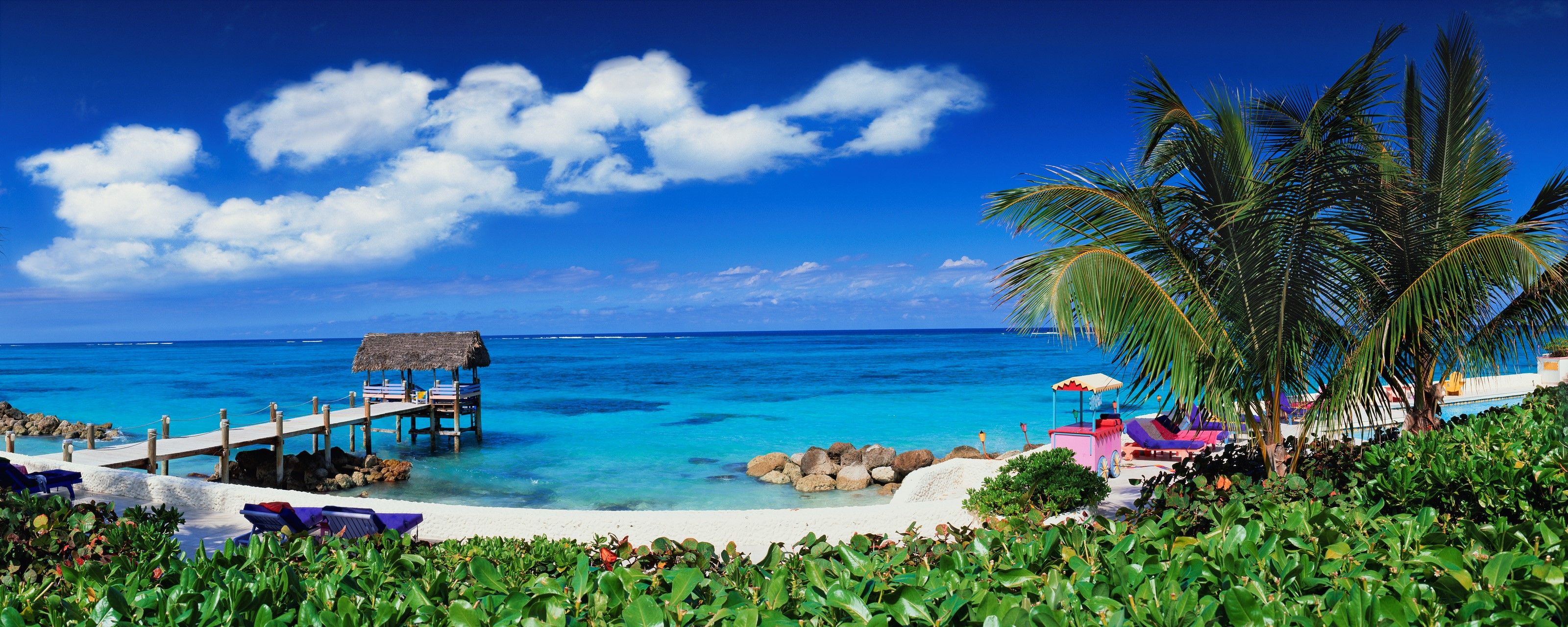 3200x1280 Seaside Escape, Bahamas Wall Mural