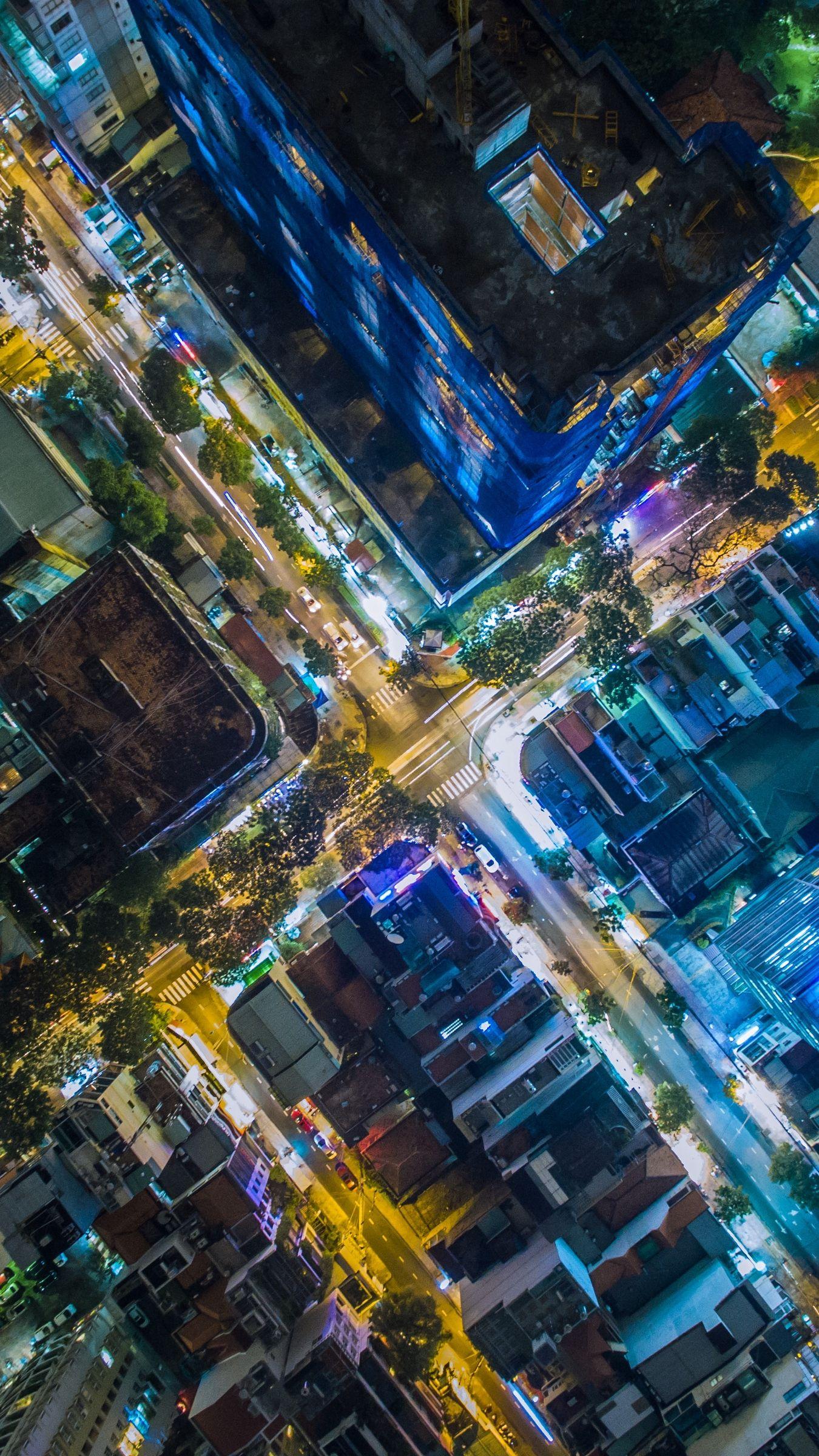 1350x2400 Download wallpaper 1350x2400 night city, view from above, ho chi