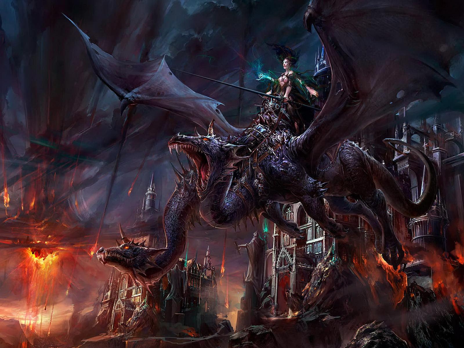 Fantasy Epic Battle Dragon Warriors 4K Wallpaper #4.78