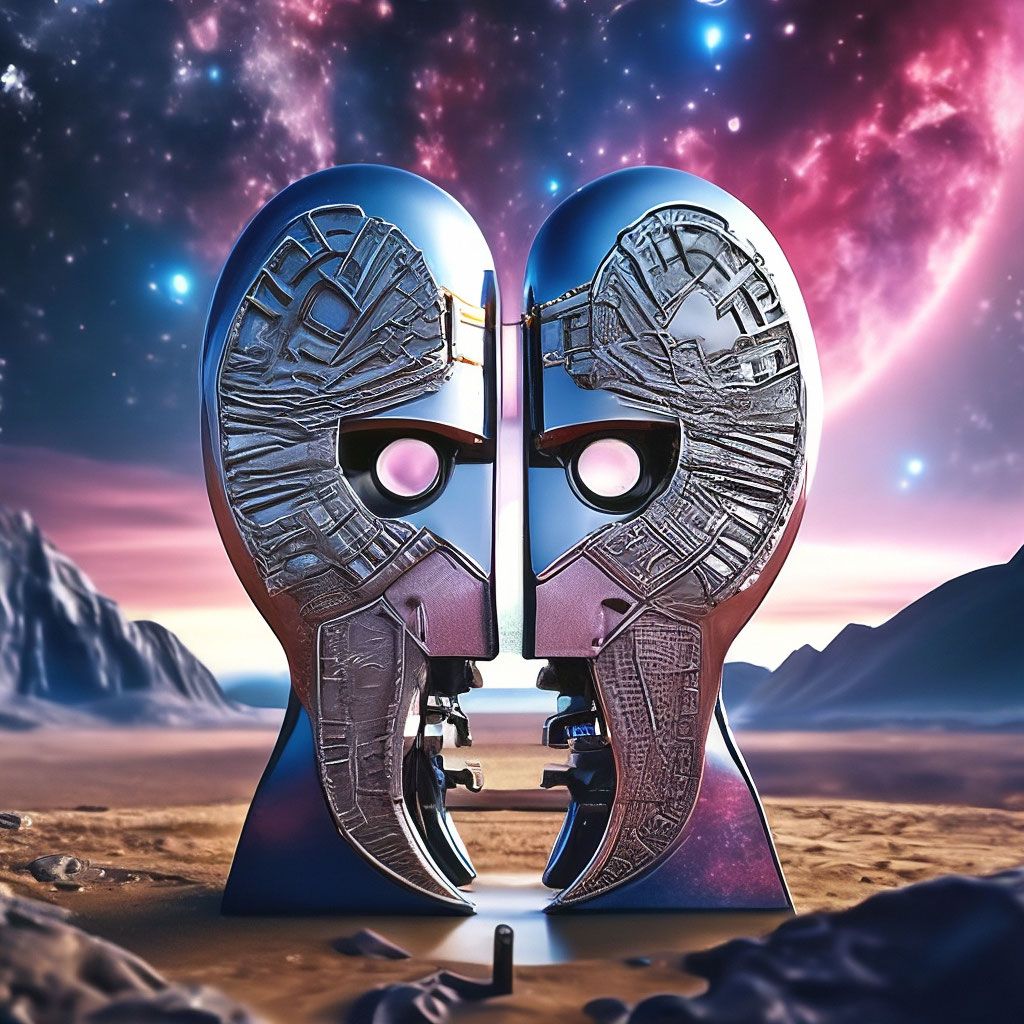 1024x1024 Pink Floyd The Division Bell album cover, galaxy background, beautiful