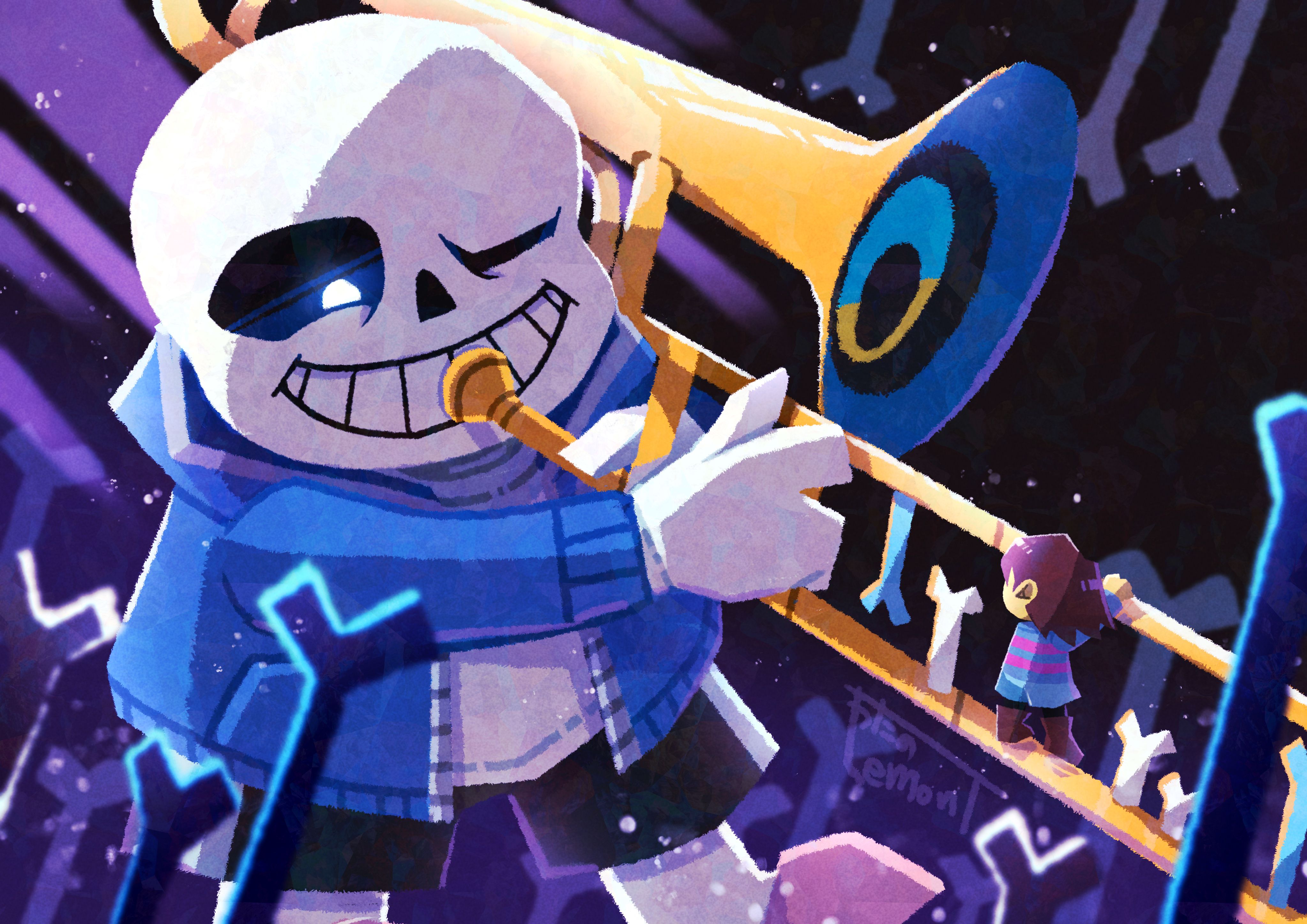 4093x2894 Undertale Legends: Sans & Frisk 4K Ultra HD Wallpaper by 綿野レモンTx2894
