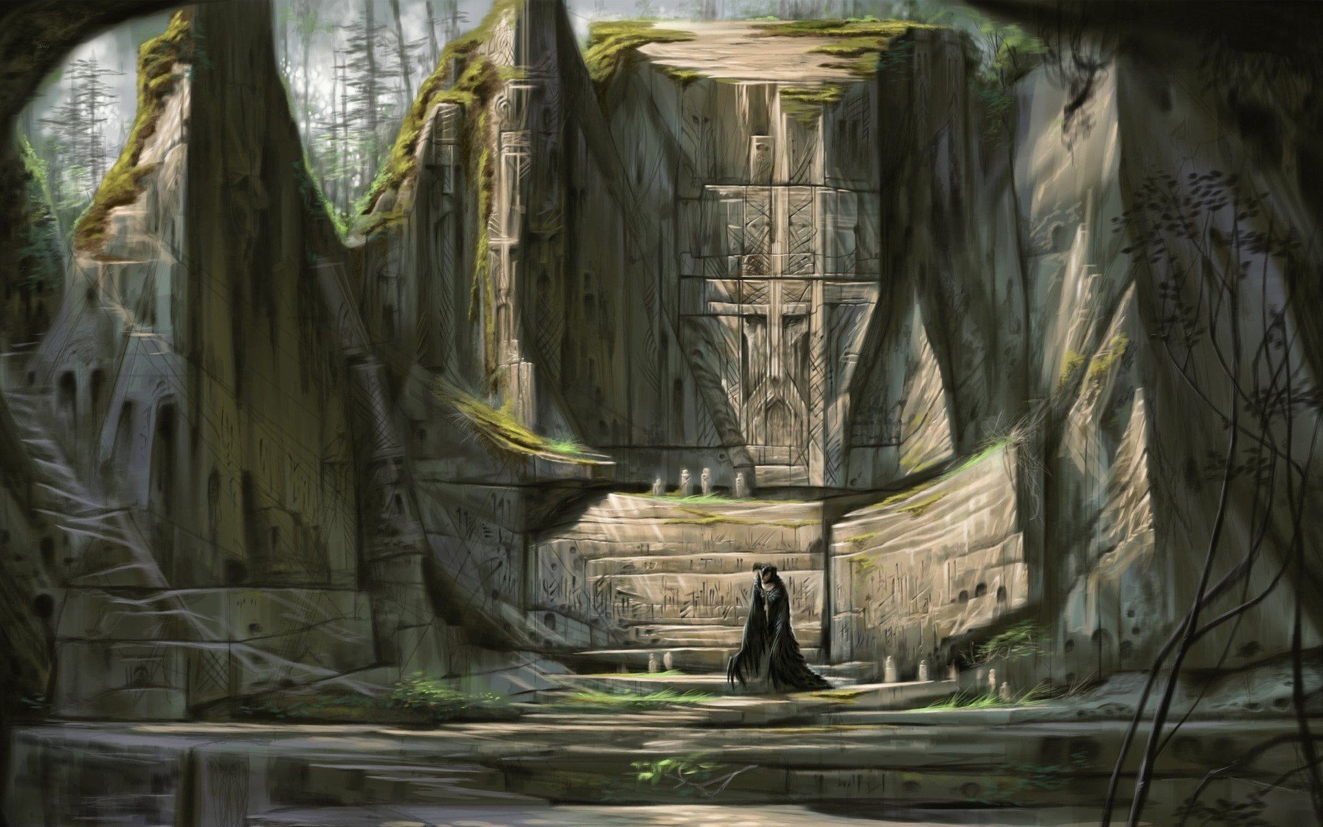 1920x1200 Epic Skyrim HD Wallpaper: Mystical Ruins of Tamrielx1200