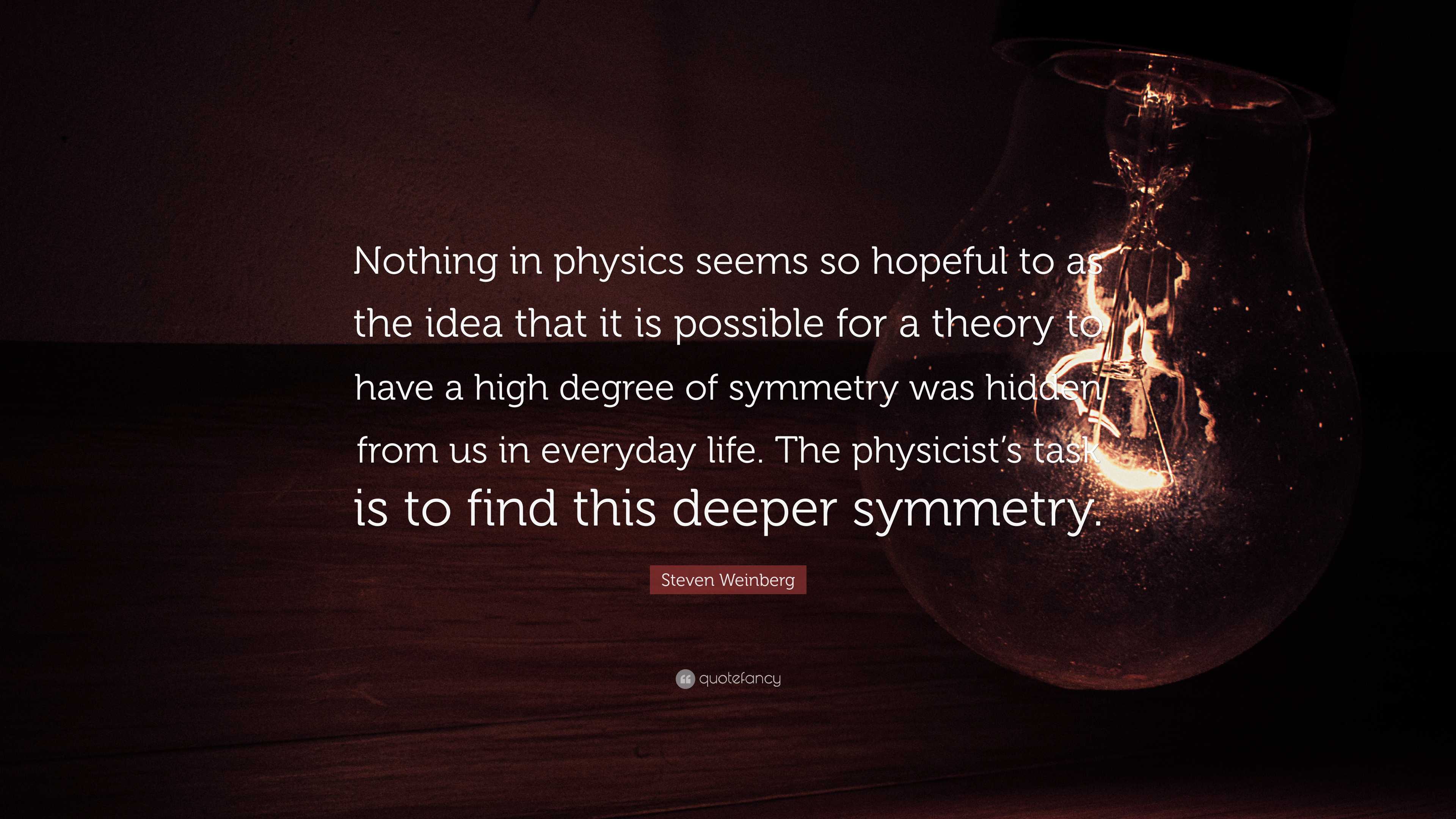 3840x2160 Steven Weinberg Quote: “Nothing in physics seems so hopeful to as the idea that it is possible for a theory to have a high degree of symmetry.”