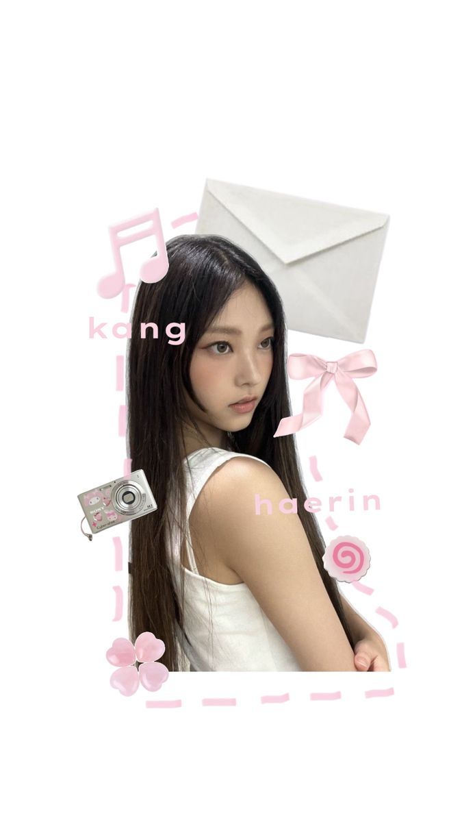 675x1200 kang haerin pink white newjeans aesthetic coquette collage widget wallpaper kitty kang