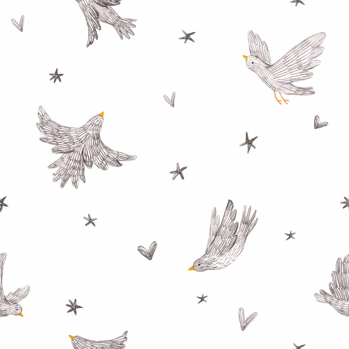 1200x1200 Grey Bird Peel and Stick Removable Wallpaper 8552