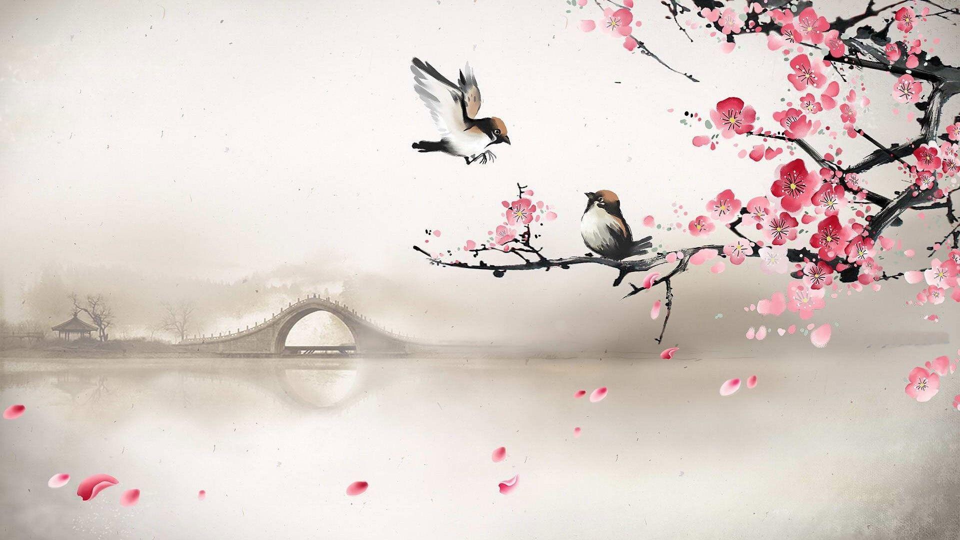 1920x1080 Bird Drawing Wallpaper