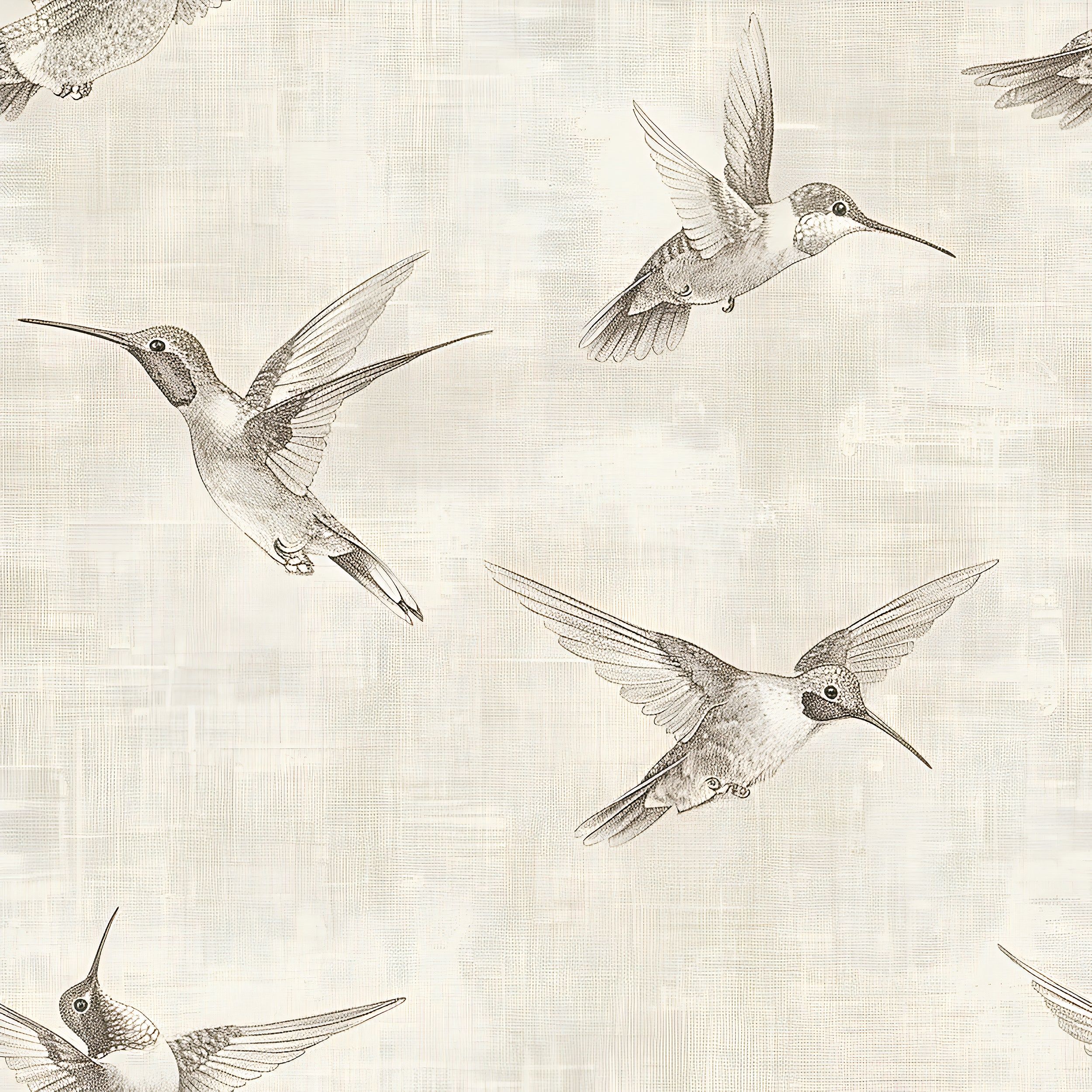 2500x2500 Minimalist Birds Wallpaper, Beige Contemporary Wallpaper, Peel and Stick Removable Linen Background Texture Style Wall Decor