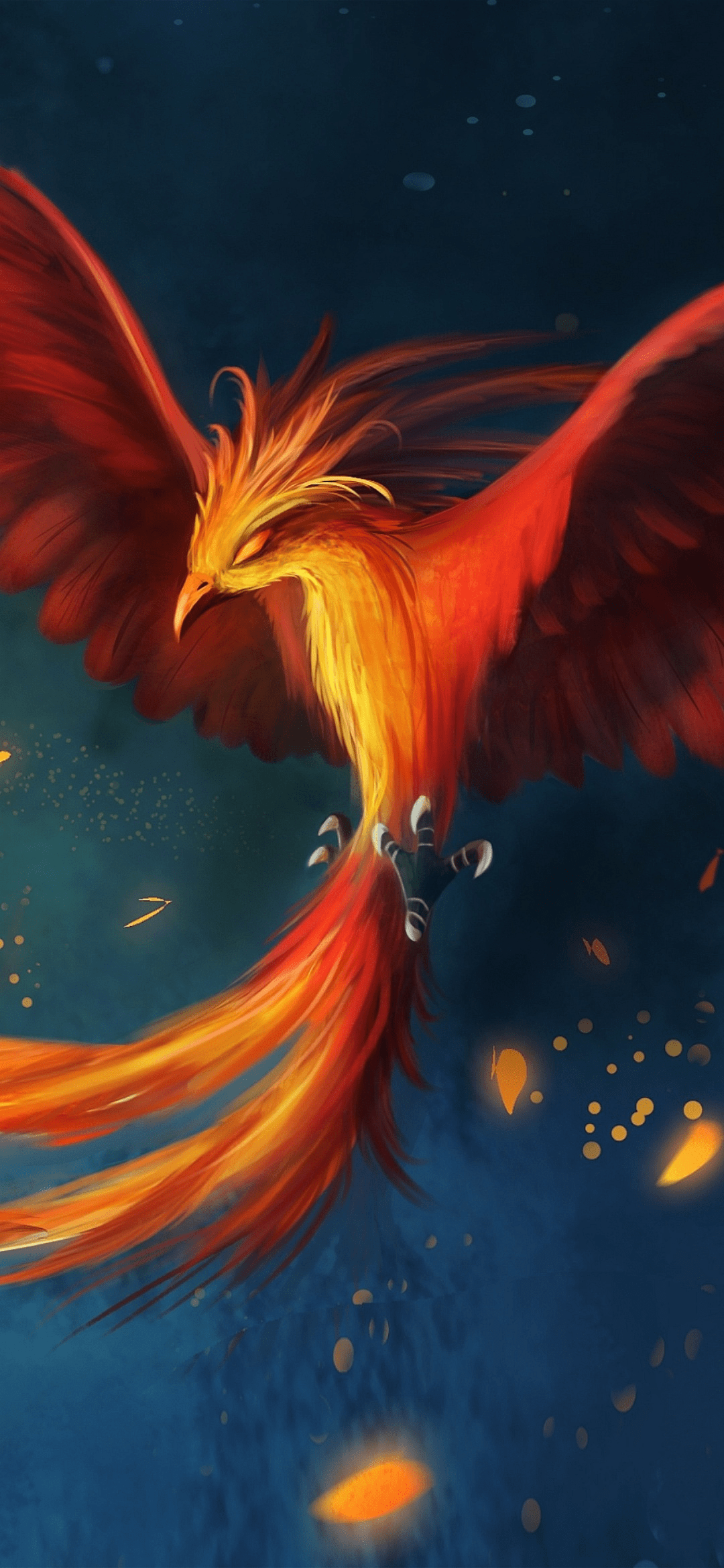 1080x2340 Wallpaper Flying Phoenix Bird Drawing, Art, Phoenix, Drawing, Digital Art, Background Free Image