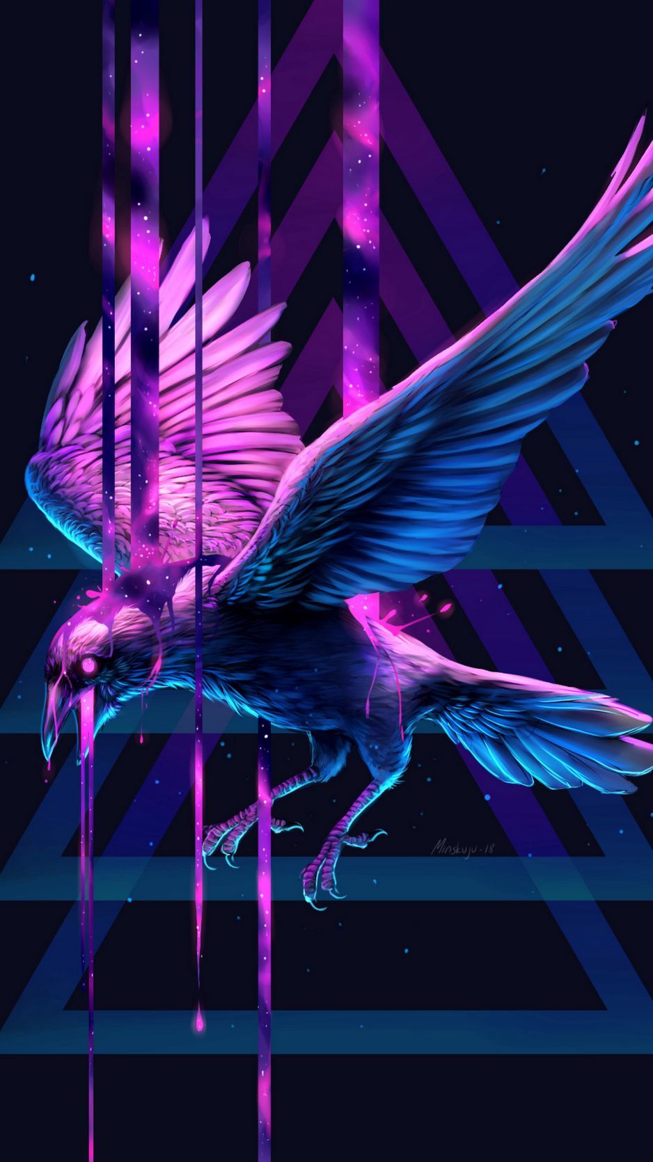 938x1668 Download Wallpaper 938x1668 Raven, Bird, Art, Triangle, Paint, Fantastic Iphone 8 7 6s 6 For Parallax HD Background