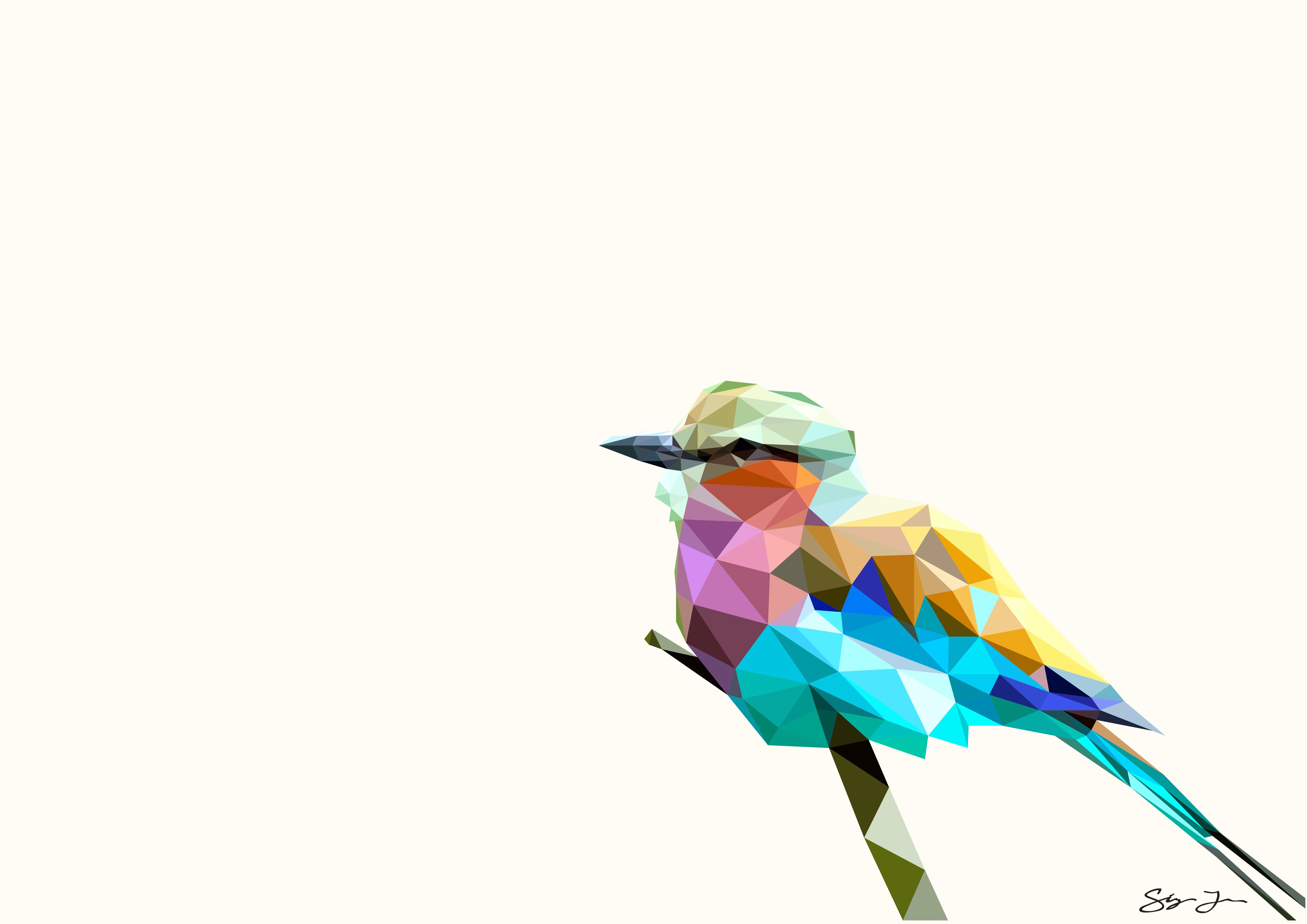4961x3508 Wallpaper Blue Green and Yellow Bird, Background Free Image