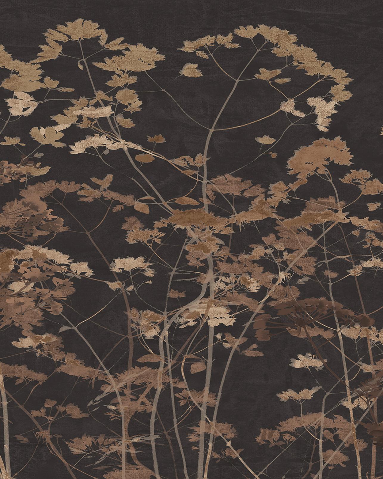 1285x1606 Flower Press Chocolate Bespoke Mural. Brown. Graham & Brown