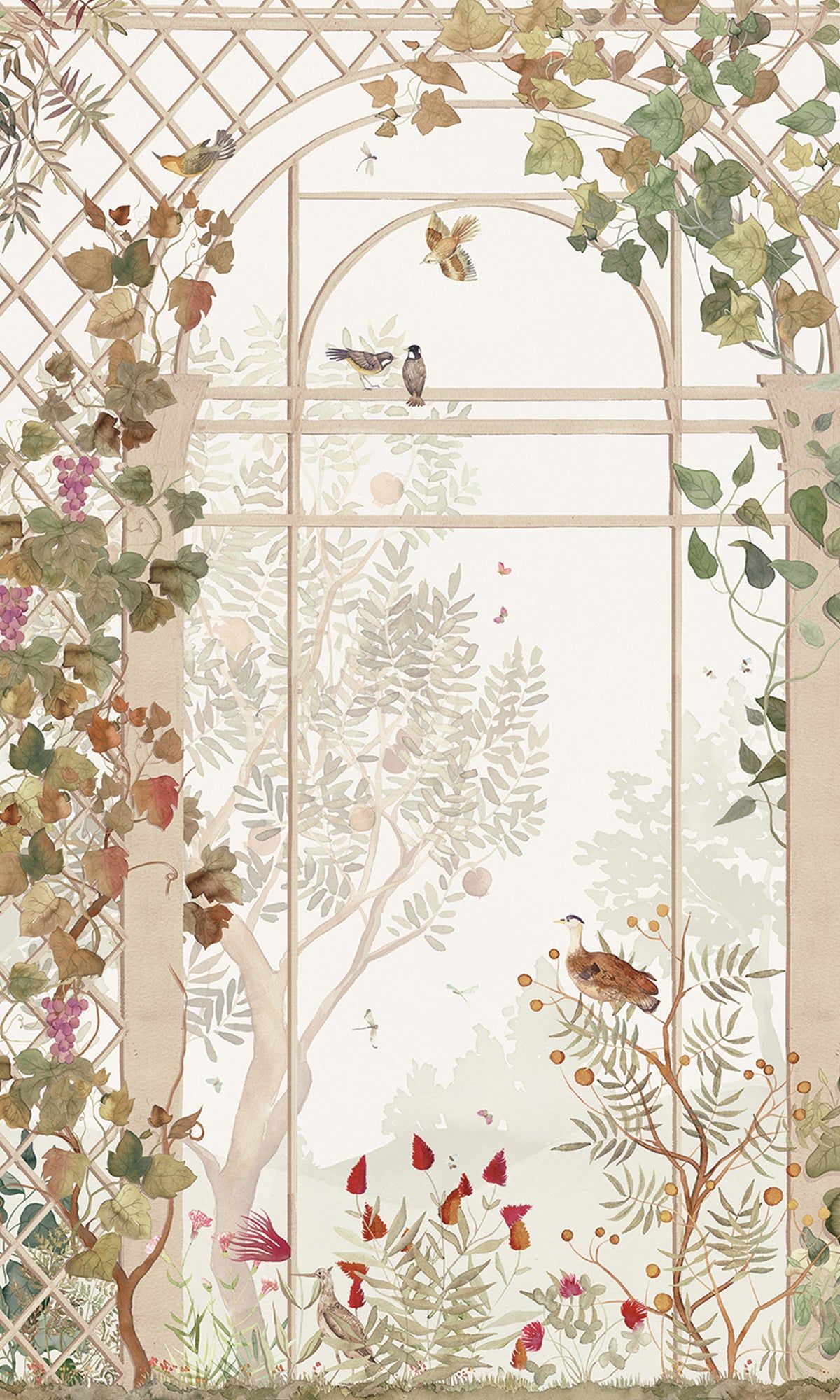 1200x2000 Beige Botanical Greenhouse Wallpaper RM9032