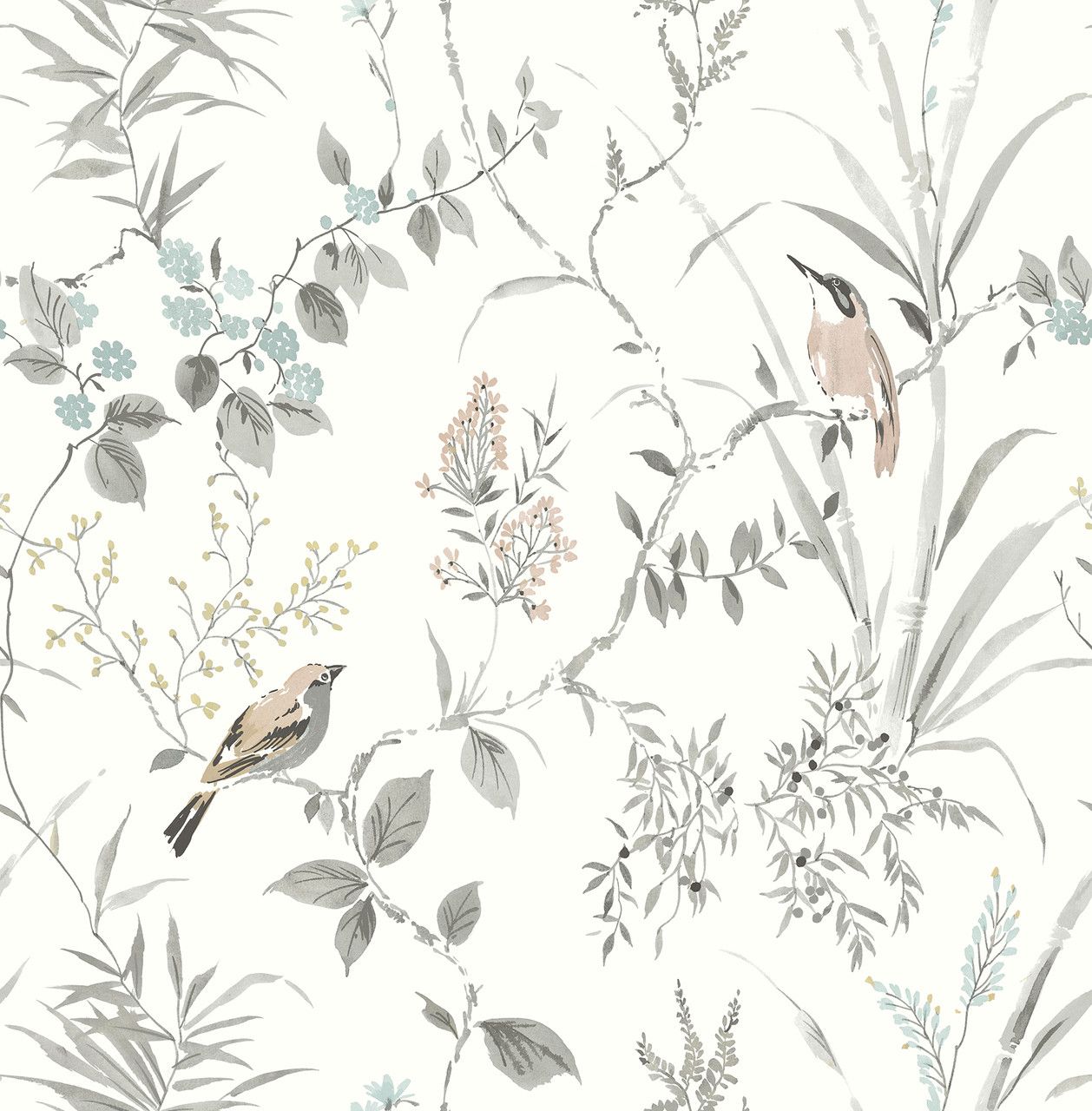 1258x1280 Imperial Garden Neutral Botanical Wallpaper
