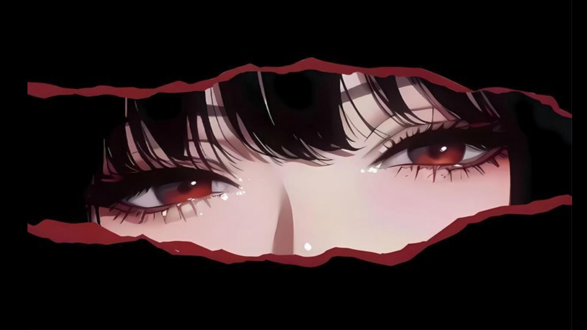 1920x1080 Dark Carmesim Peeking Anime Eyes Through Crimson Tear