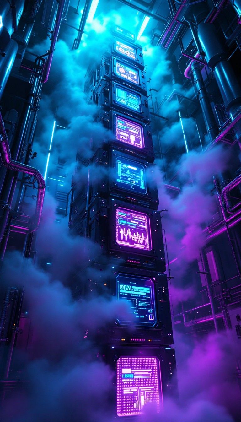 768x1344 Free Neon Industrial Tower Image, Neon, Industrial