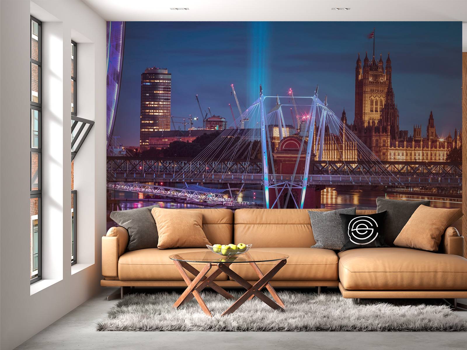 1600x1200 Photo wallpaper view of the London Eye, Golden Jubilee bridge and Westminster, London, UK