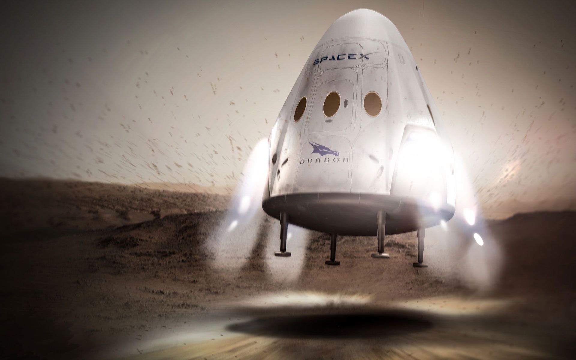 1920x1200 SpaceX's Dragon Landing on Mars Wallpaper