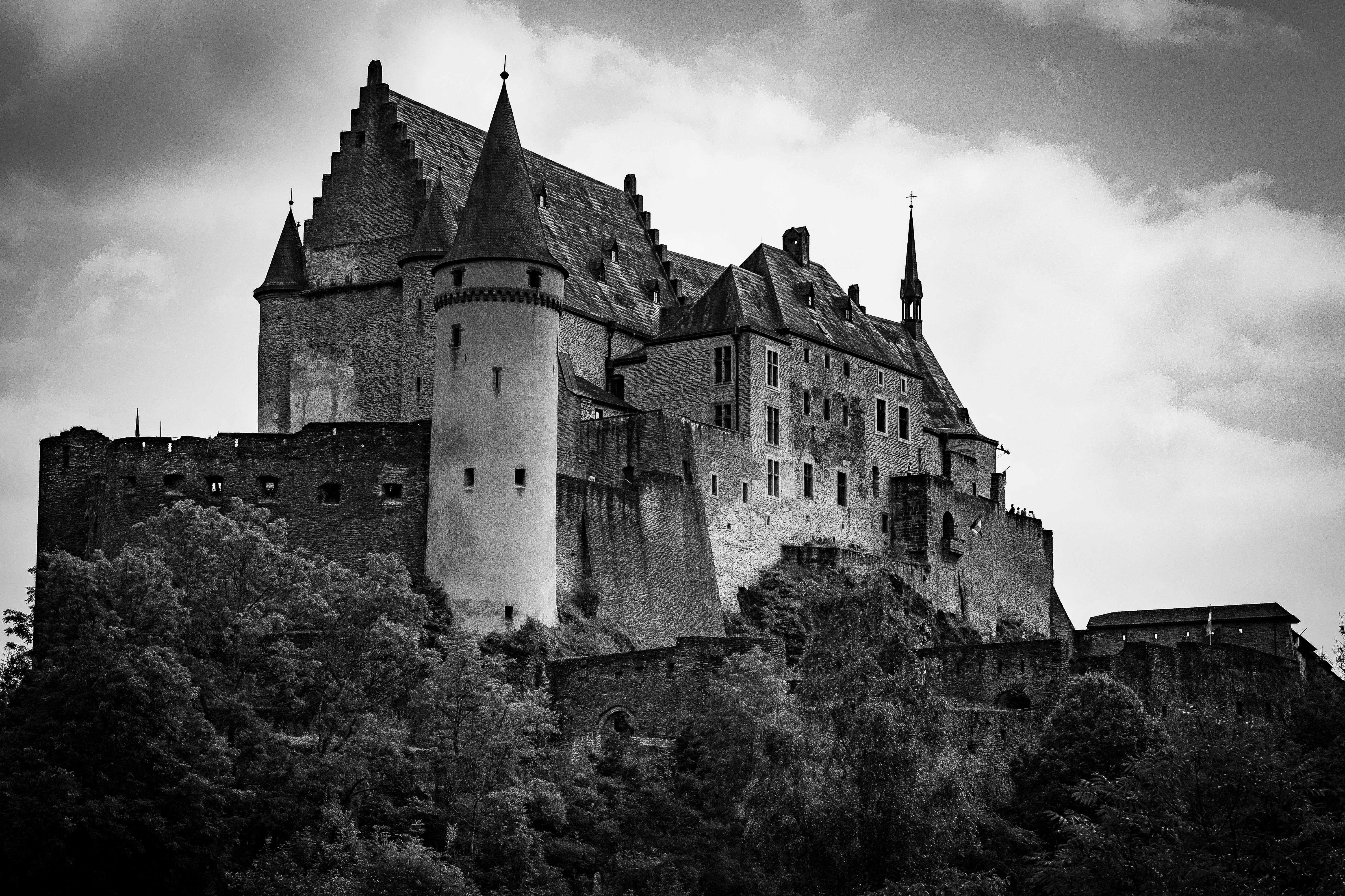 6000x4000 Majestic Medieval Castle in Black and White · Free
