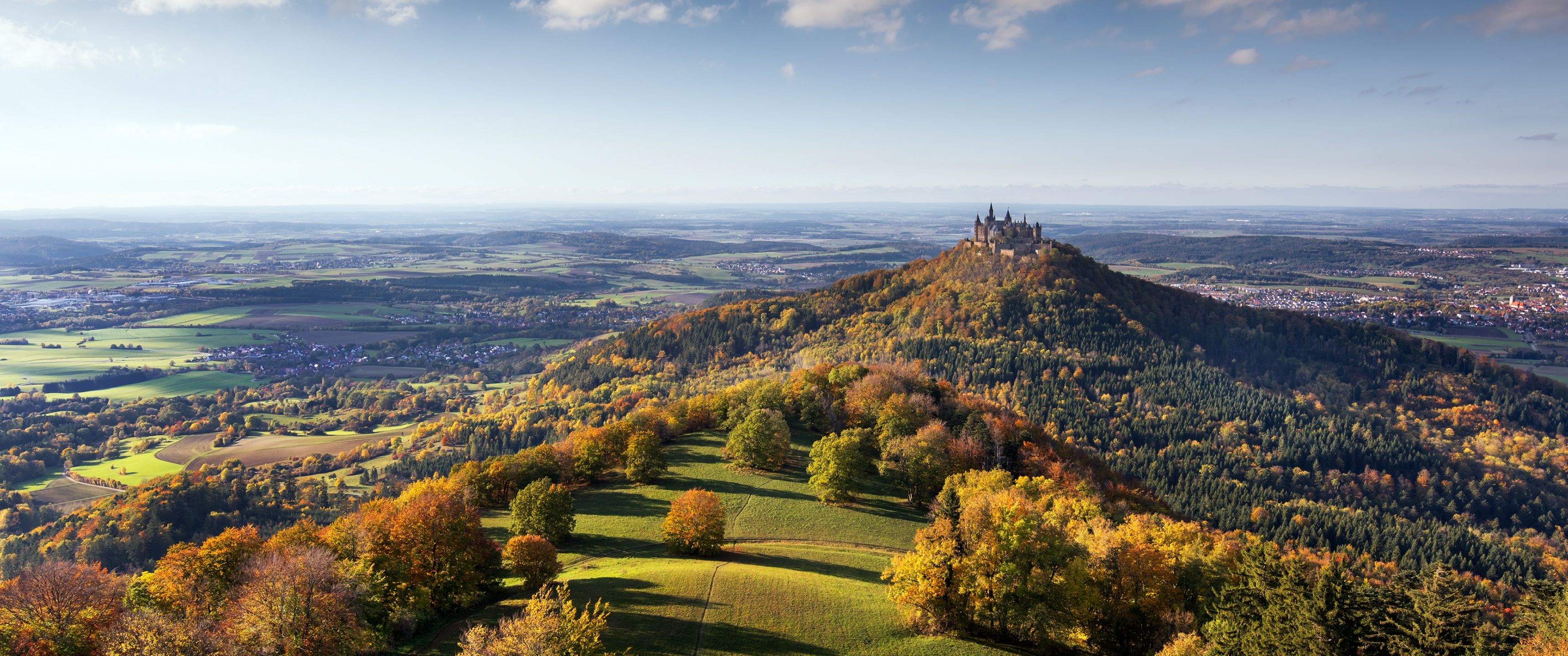 3440x1440 Castle Wallpaper 4K, Landscape, Green Meadow