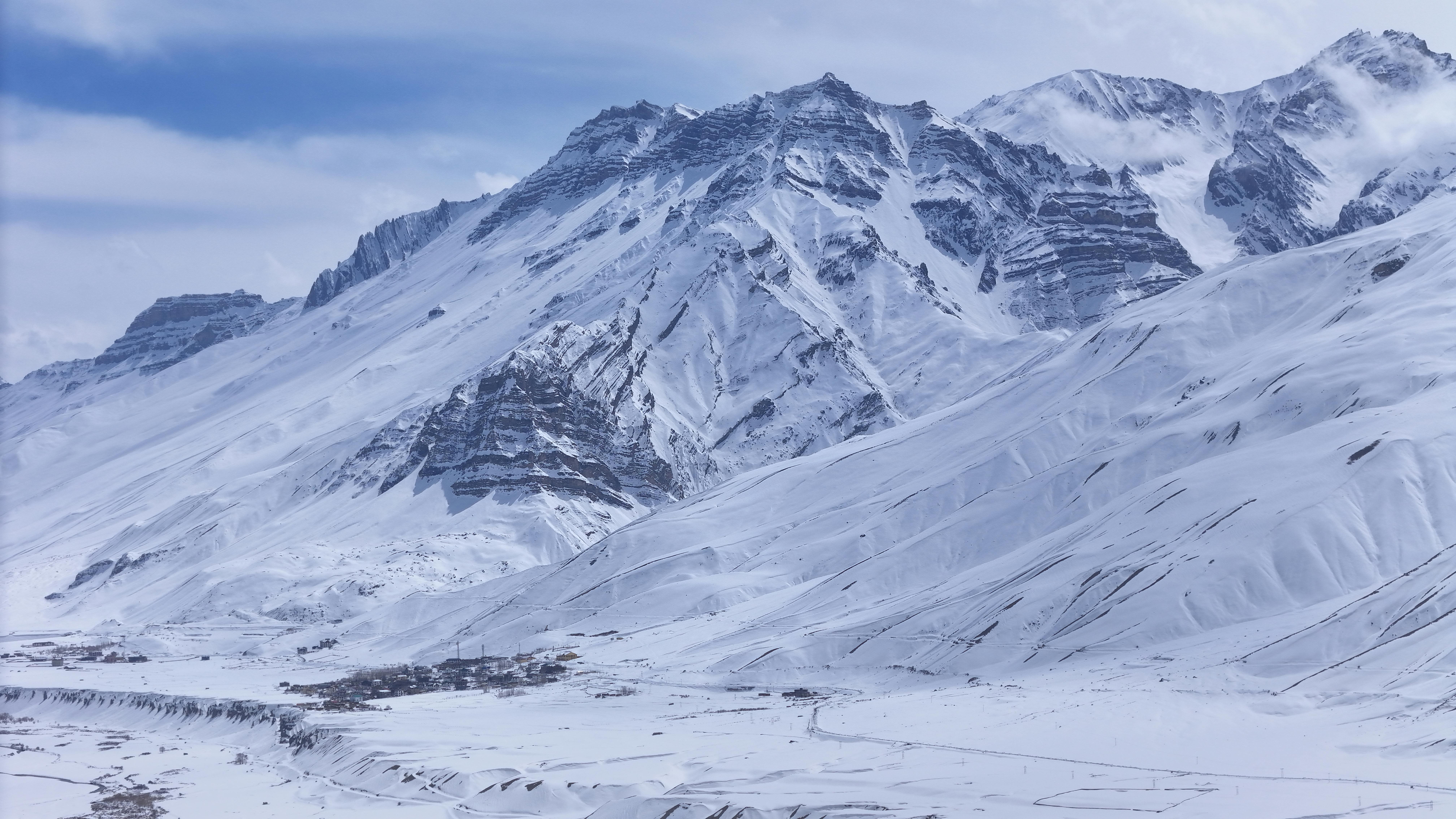 8064x4536 Snow Covered Himalayan Mountains In Winter · Free
