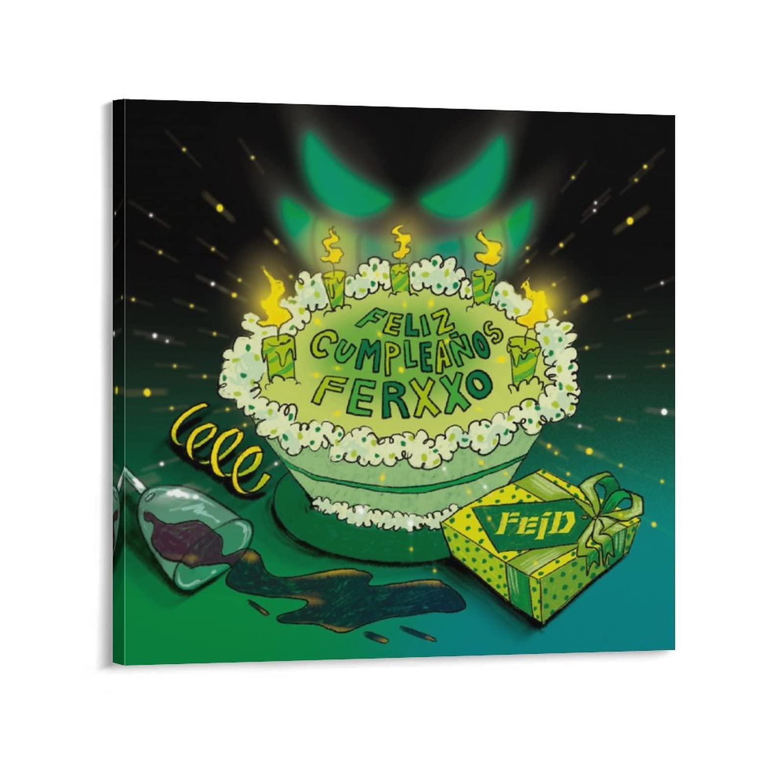 1600x1600 DELIUX Feidóster de lienzo de Feliz Cumpleaños Ferxxo Gratis para decoración de dormitorio, paisaje deportivo, oficina, habitación, decoración de regalo, estilo 20 x 20 pulgadas : Hogar y Cocina