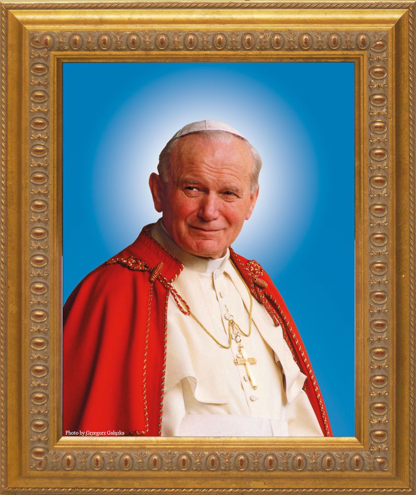 841x1000 Pope John Paul II Sainthood Canonization Portrait: Ornate Gold Frame
