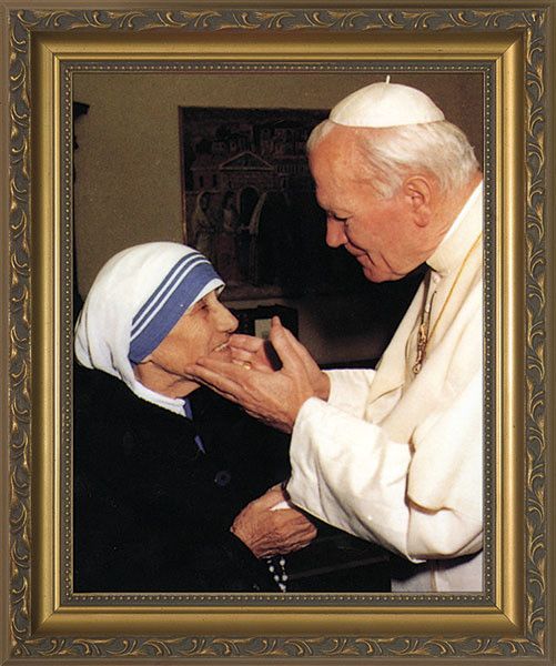 501x600 Pope John Paul II with Mother Teresa (younger) Framed Art