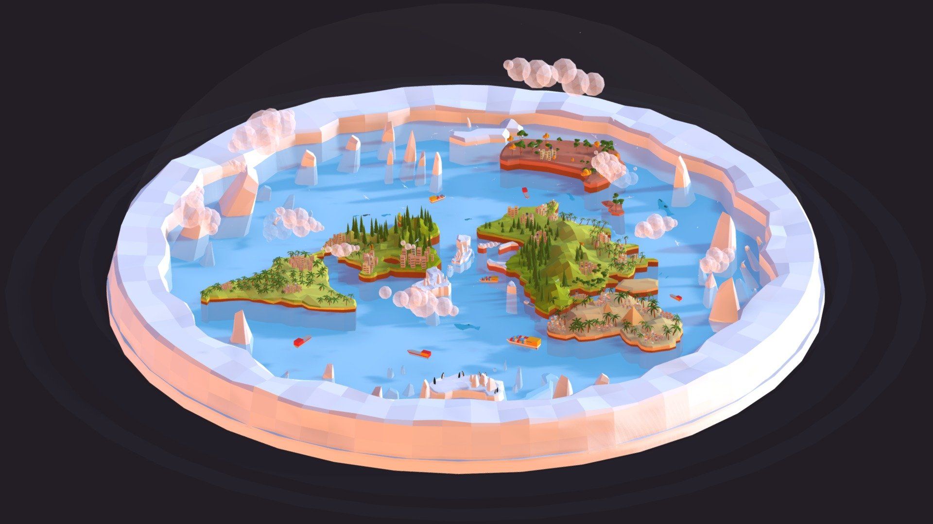 1920x1080 Cartoon Flat Earth World Map model by antonmoek [521a58c]
