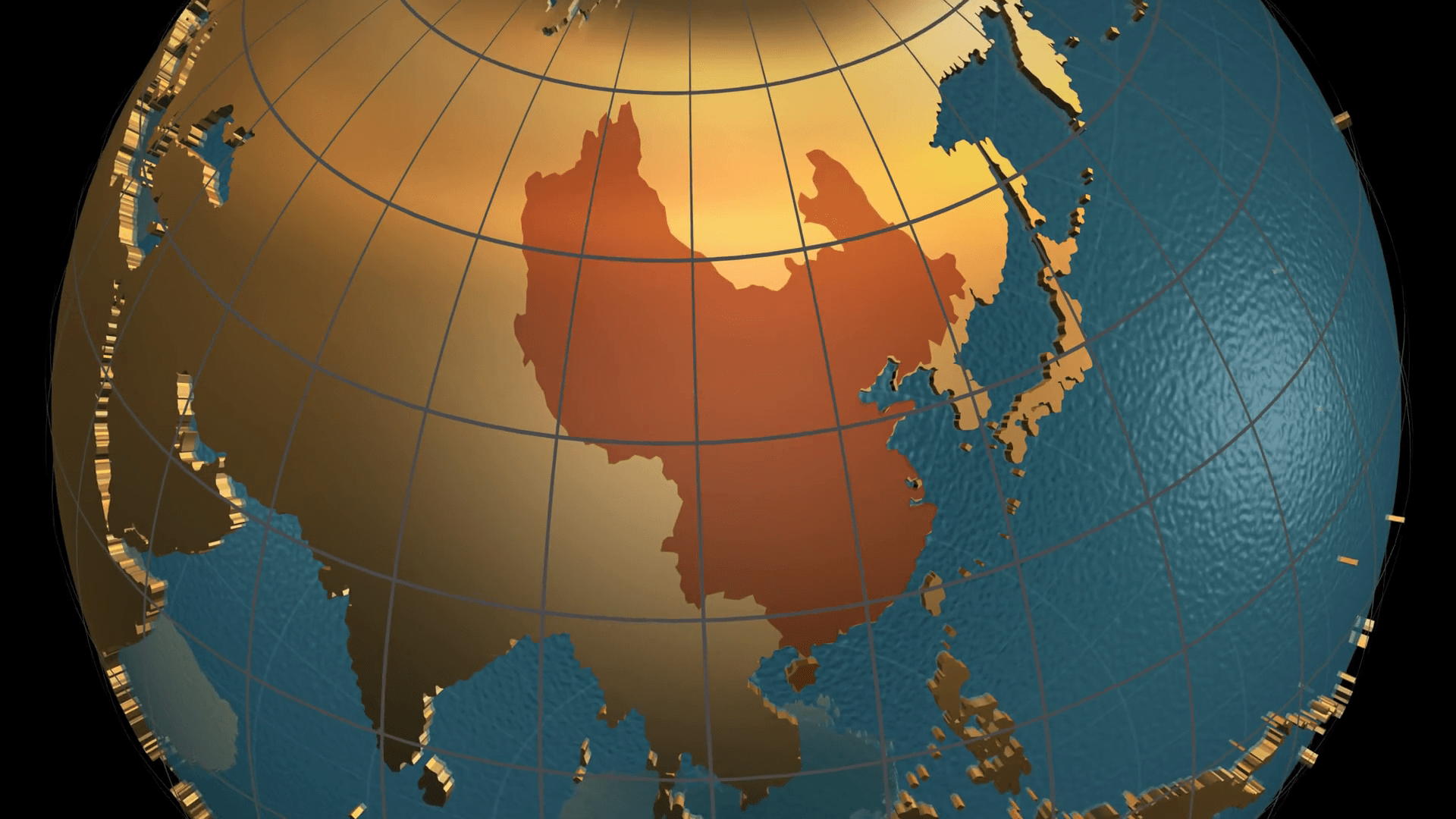 1920x1080 Flat Earth map folds in spinning globe and unfolds into flat map of China