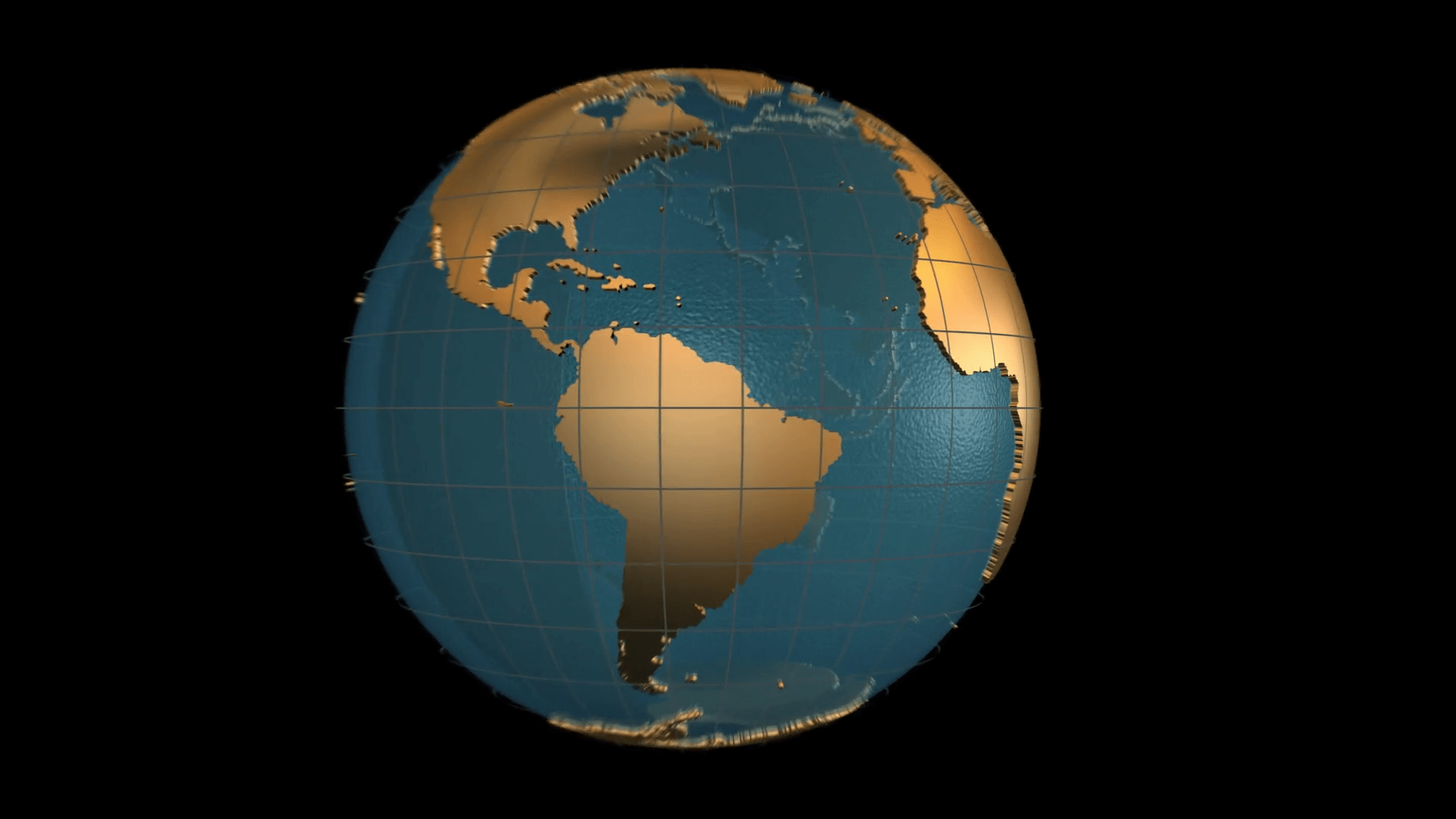 1920x1080 Earth map folding in a spinning globe then unfolding back in a flat map