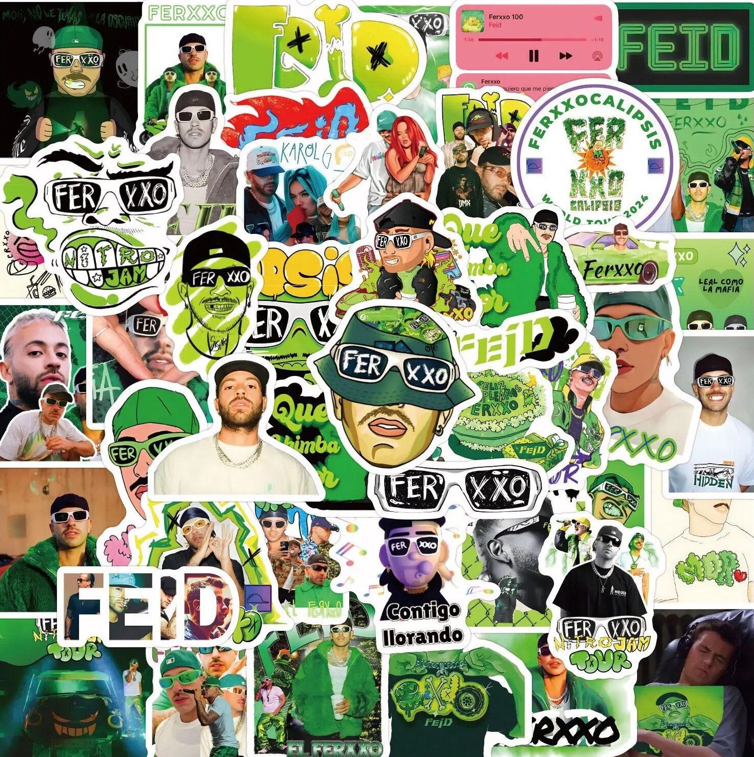 1470x1476 FEID FERXXO Sticker Packs, Ferxxo Merch, Sticker Decals Hydroflask Laptop Phone Sticker, Ferxxocalipsis Tour Shirt, Feid Birthday Party