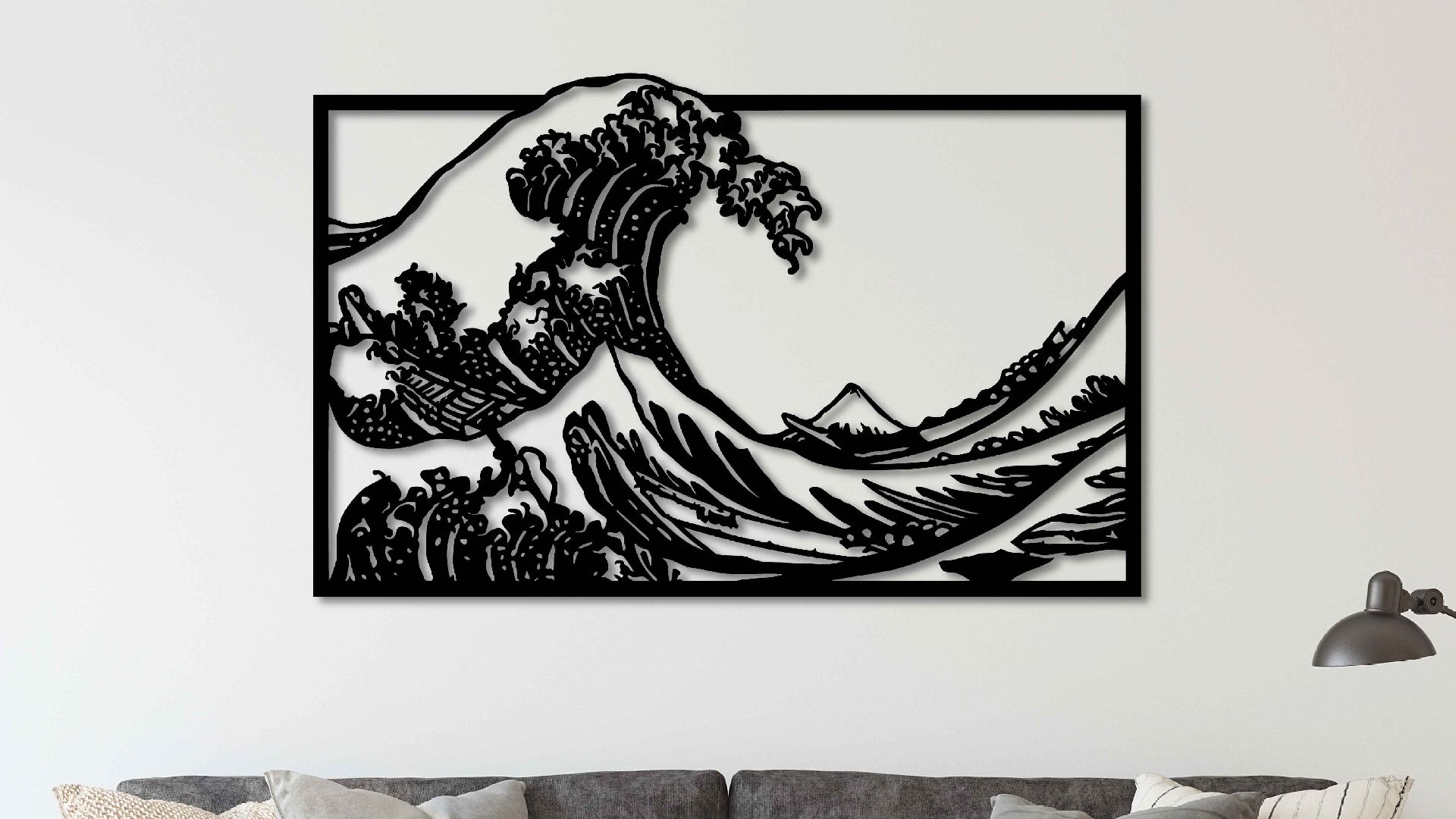 1920x1080 KAWA METALWORKS Great Wave off Kanagawa Metal Wall Art Decor, Metal Japanese Wall Art Inspired by Katsushika Hokusai, Altered Japanese Painting (White, Small.2 x 18 (H x W))