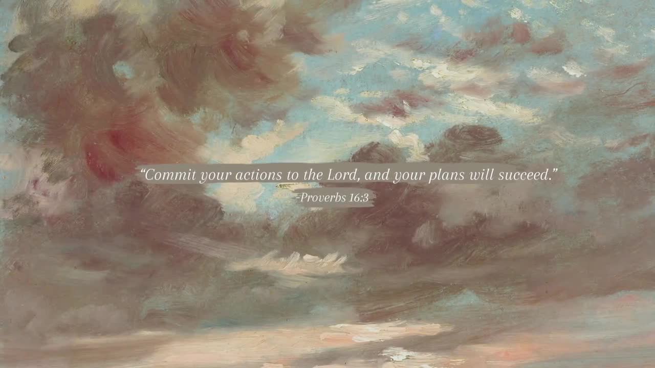 1280x720 Proverbs 16:3 Christian Desktop Wallpaper, Vintage Nature Prints, Digital Download, Desktop Wallpaper Aesthetic, Bible Verse Wallpaper