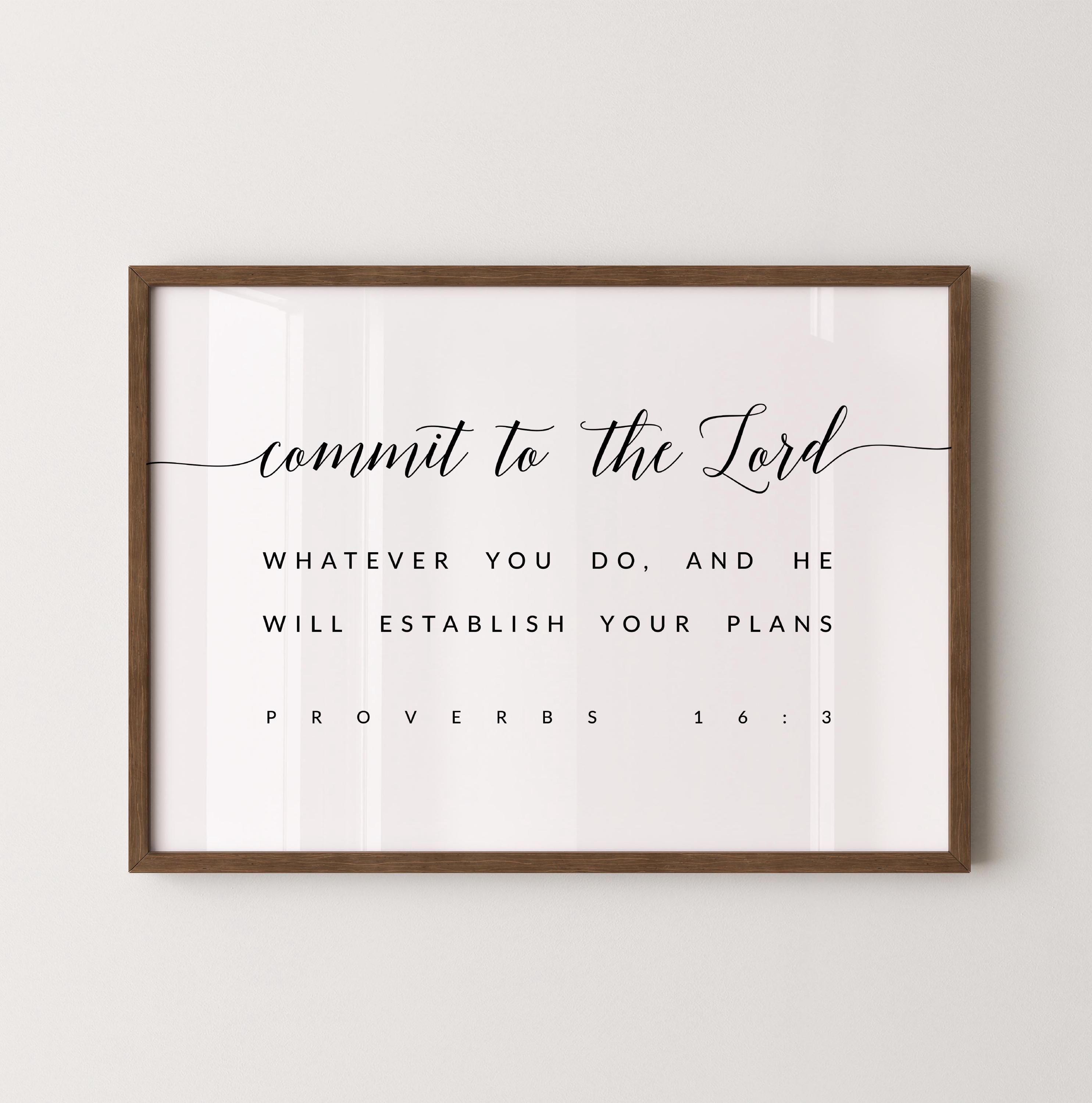 2970x3000 Proverbs 16:3 Commit to the Lord Bible Verse Wall Art, Printable Wall Art, Scripture Download, Bible Verse Horizontal, Minimalist Wall Art