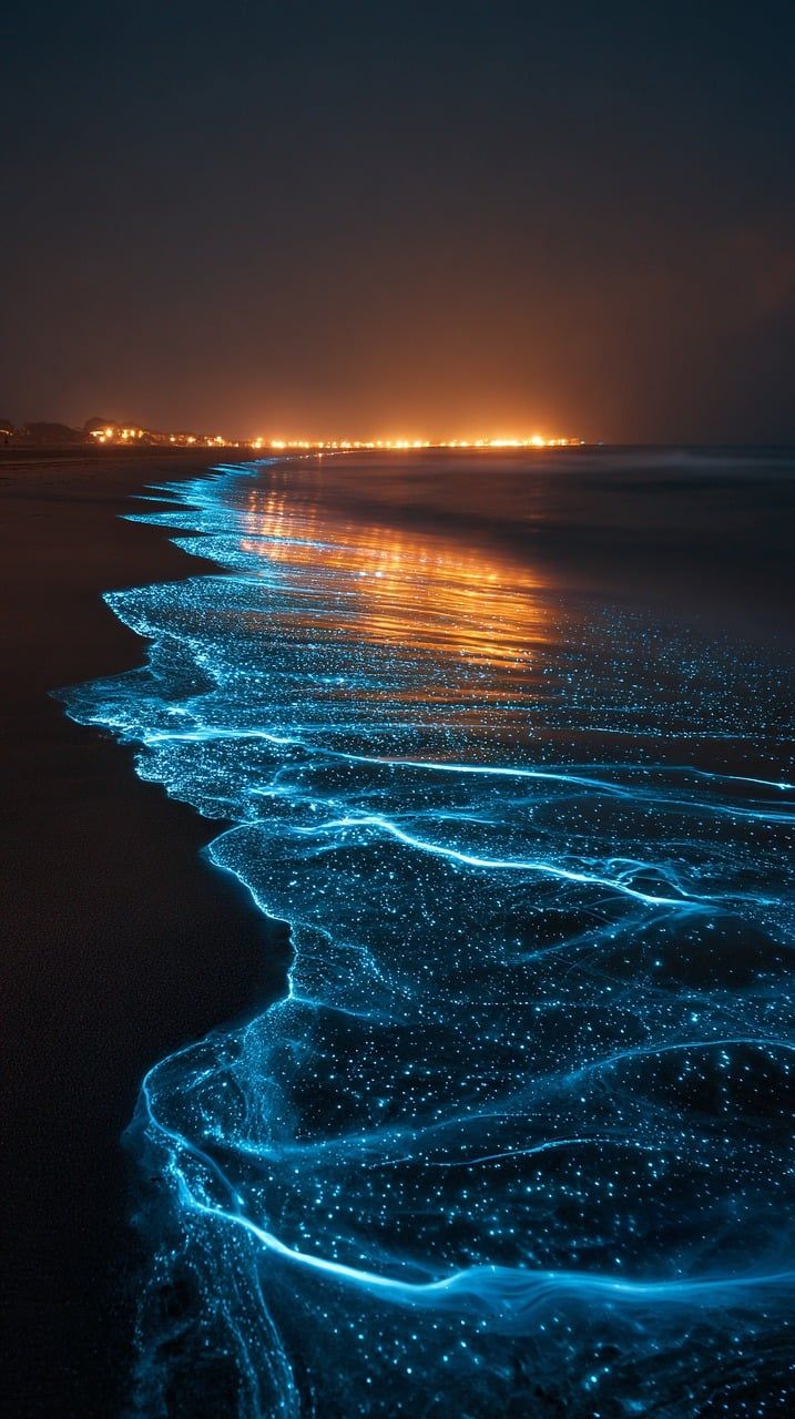 717x1280 Bioluminescent Beach Blue
