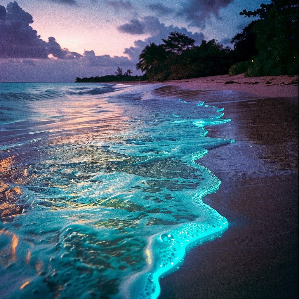 1024x1024 Free Bioluminescent Tide Glow Image, Ocean, Beach